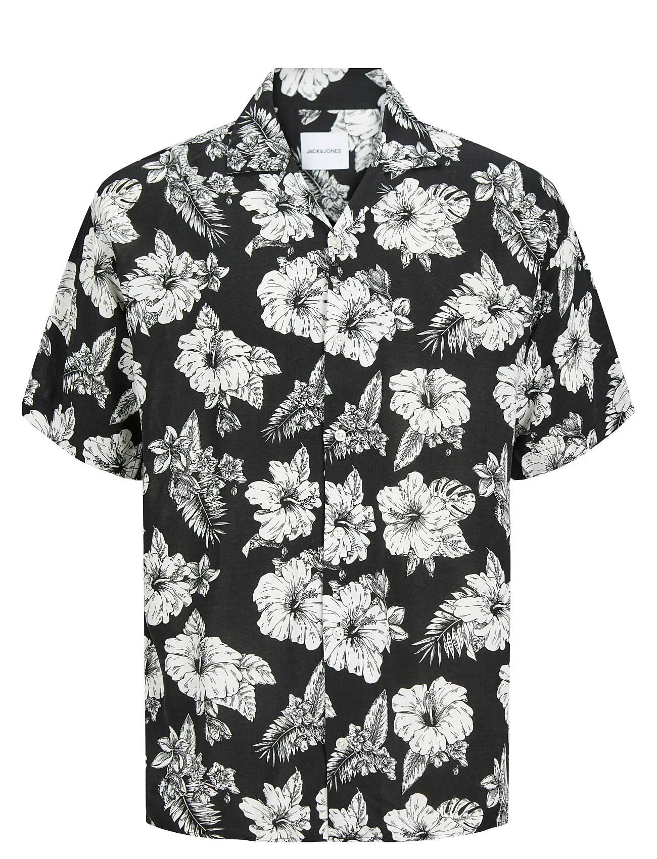 Jjguru Monochrome Aop Resort Shirt Ss Black Jack & J S