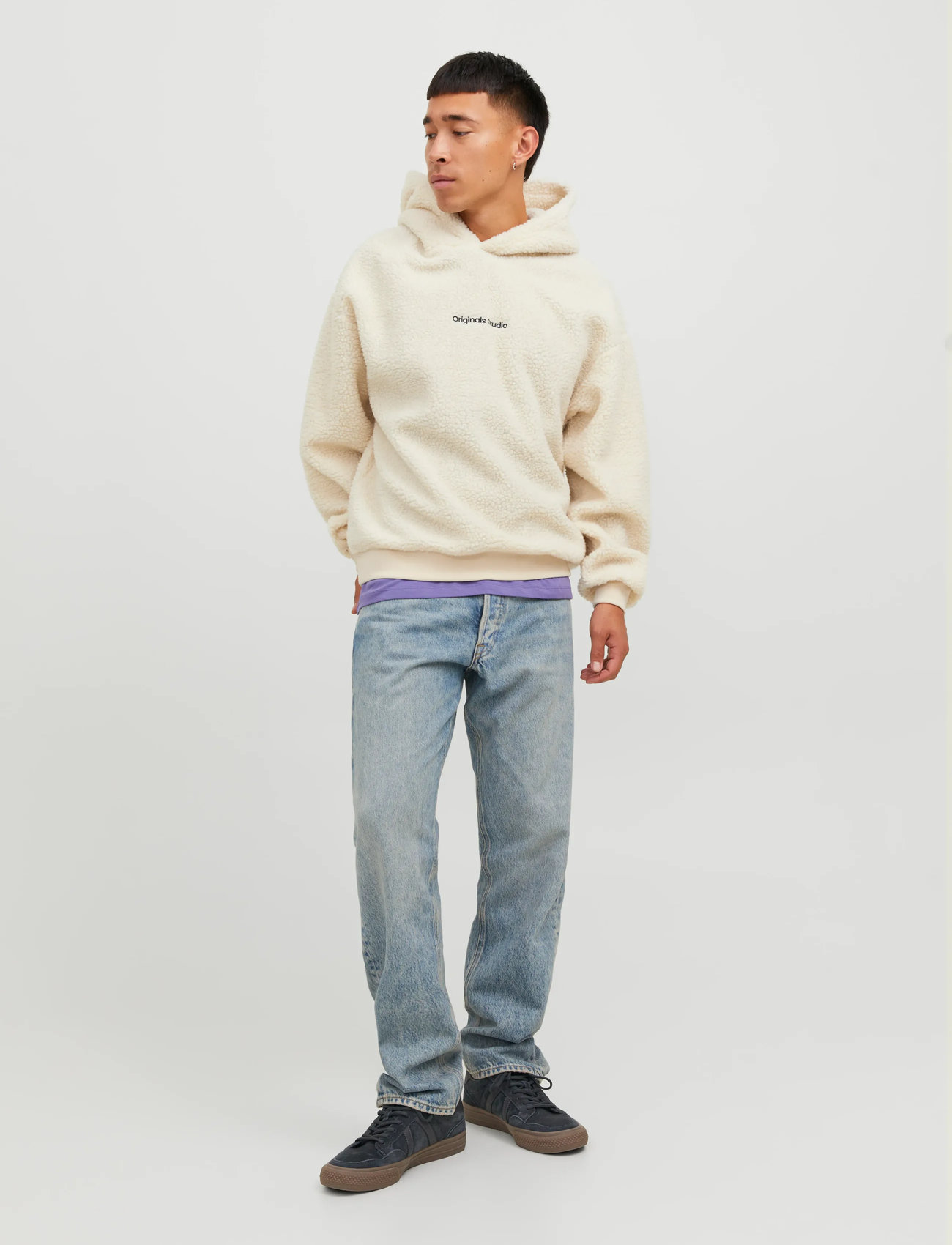 Jack & Jones Jorvesterbro Teddy Sweat Hood Sn, S, Cream, Sweatshirts & Hættetrøjer > Hættetrøjer, Herre