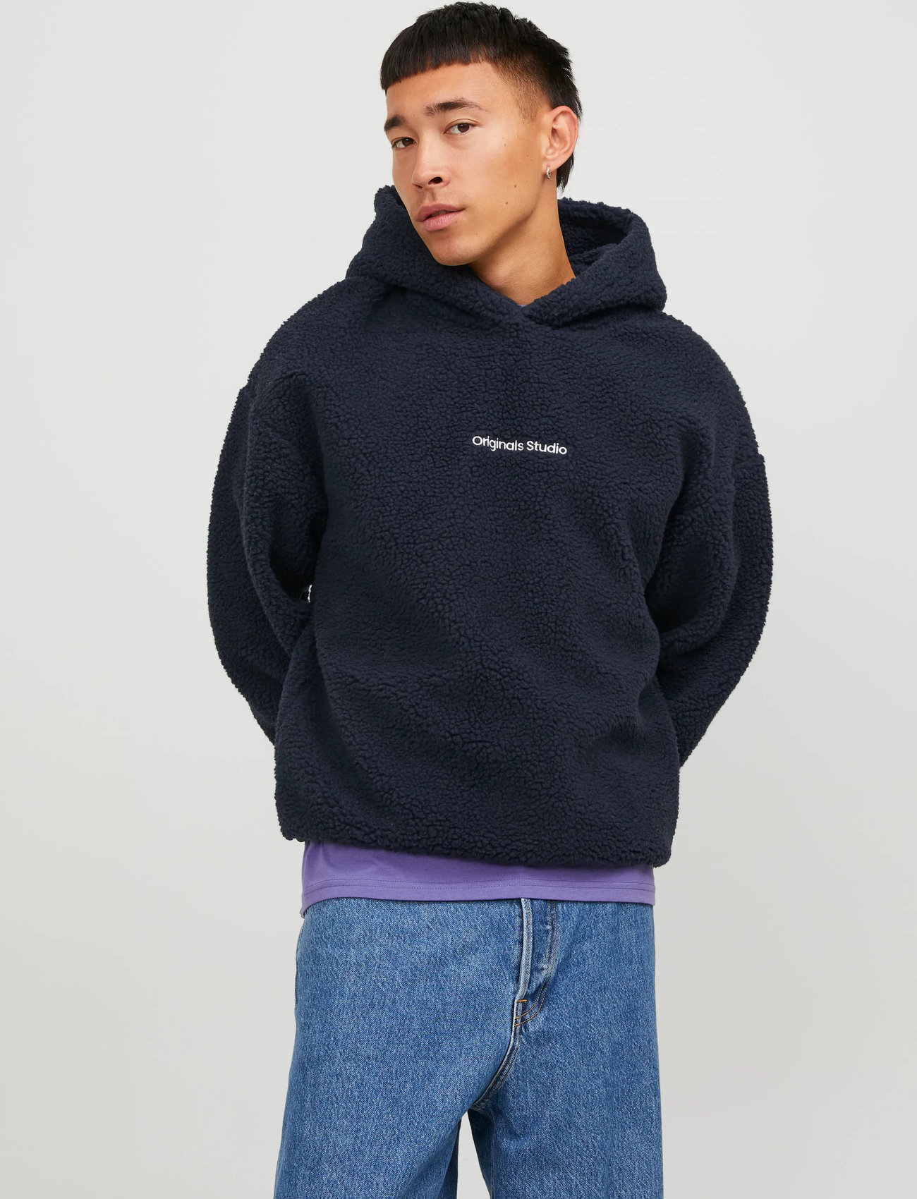 Jack & Jones Jorvesterbro Teddy Sweat Hood Sn, L, Navy, Sweatshirts Hoodies - Hoodies, Herre