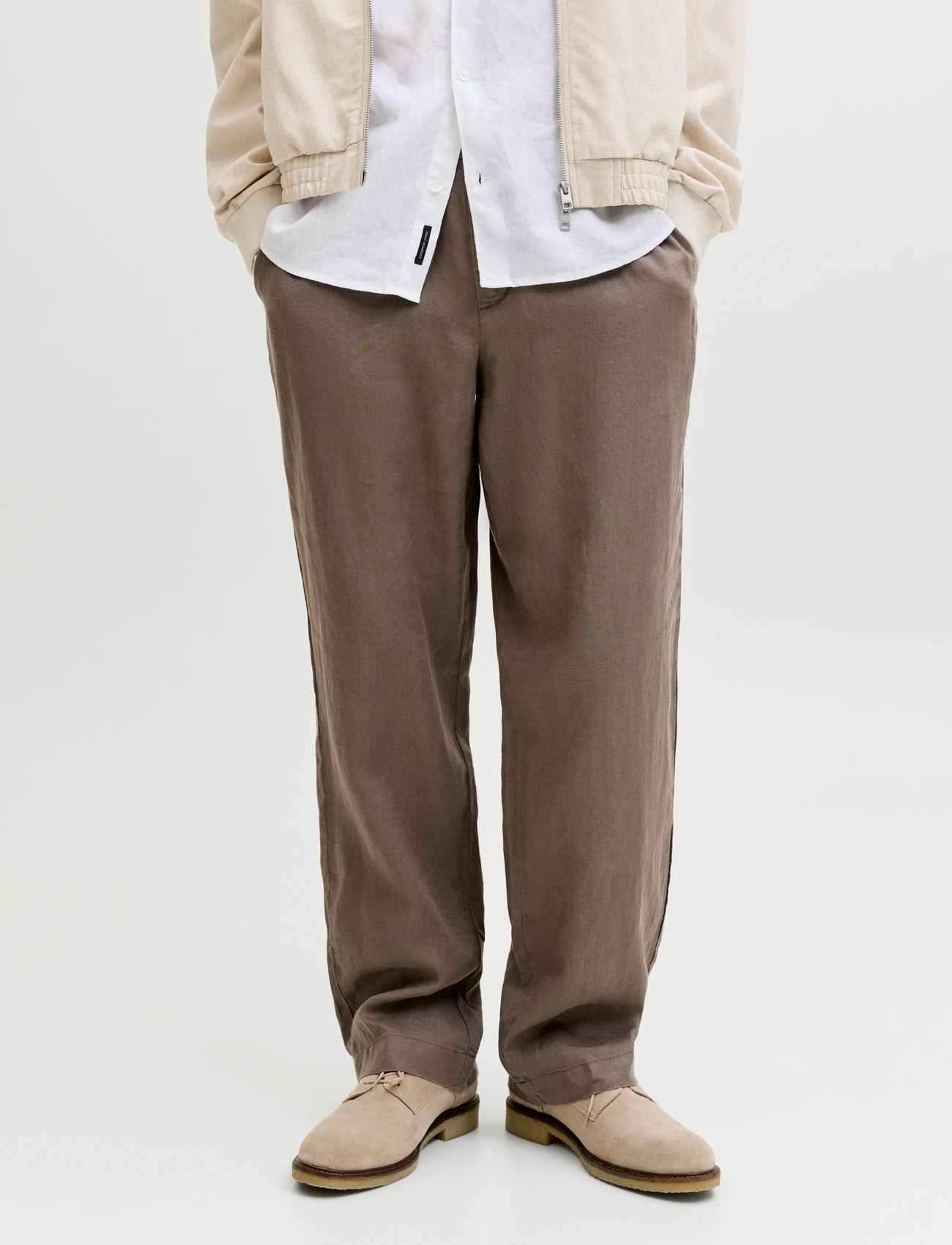 Jack & Jones Jpstkarl Lawrence Linen Chino Sn, M, Brown, Bukser > Bukser I Hør, Herre
