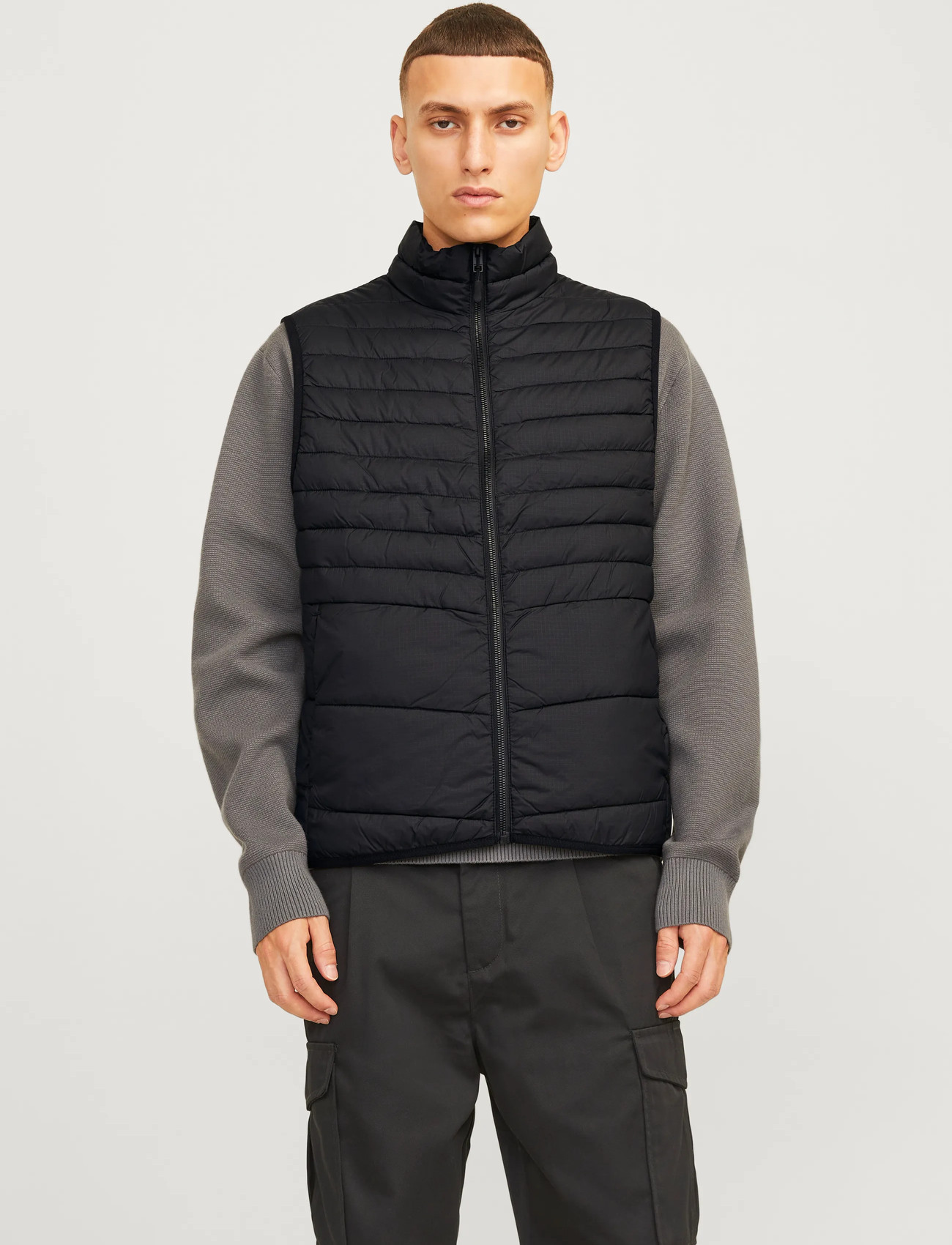 Jack & Jones Jjestate Packable Bw Collar Noos, L, Black, Overtøj > Veste, Herre