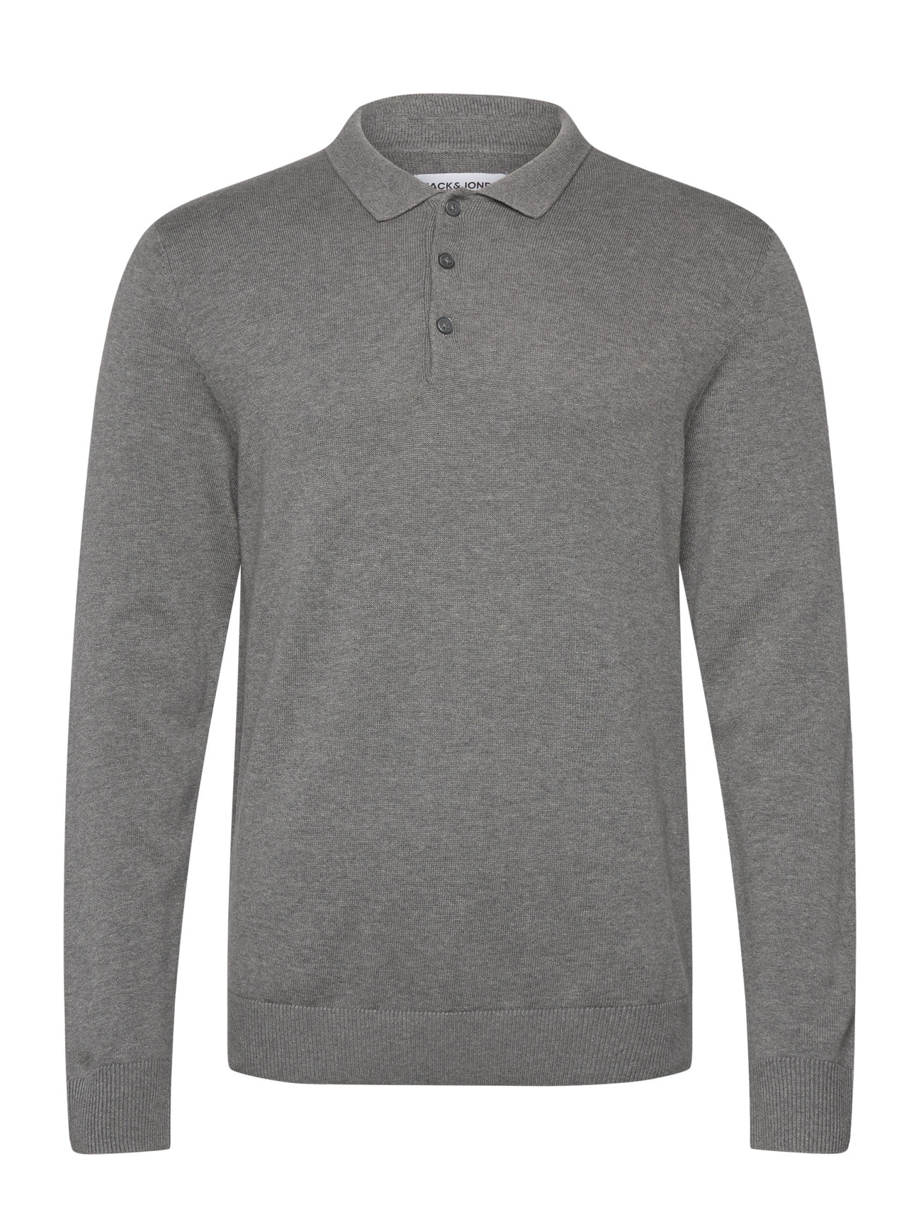 Jjfred Knit Ls Polo Aw24 Tops Knitwear Long Sleeve Knitted Polos Grey Jack & J S