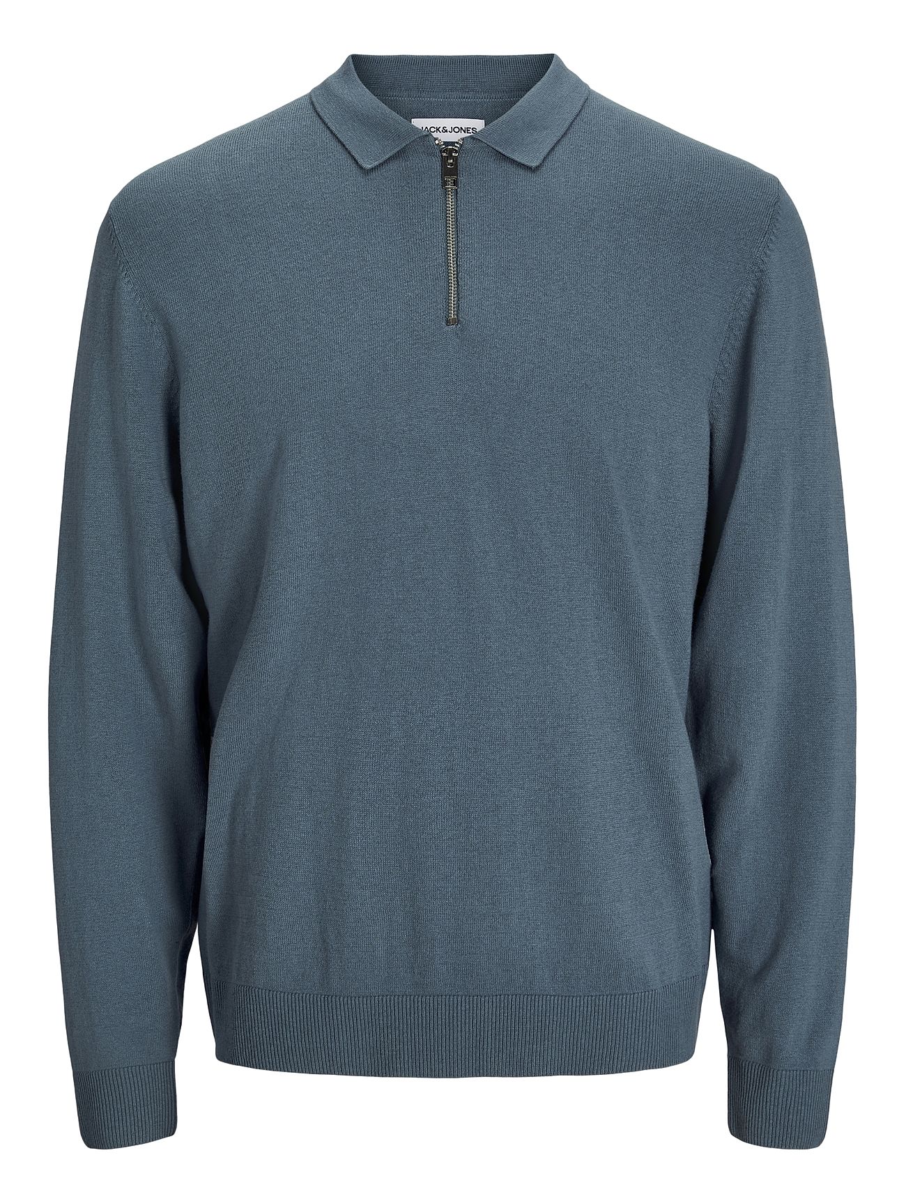 Jack & J S Jjeemil Knit Polo Half Zip Ls Noos Blå