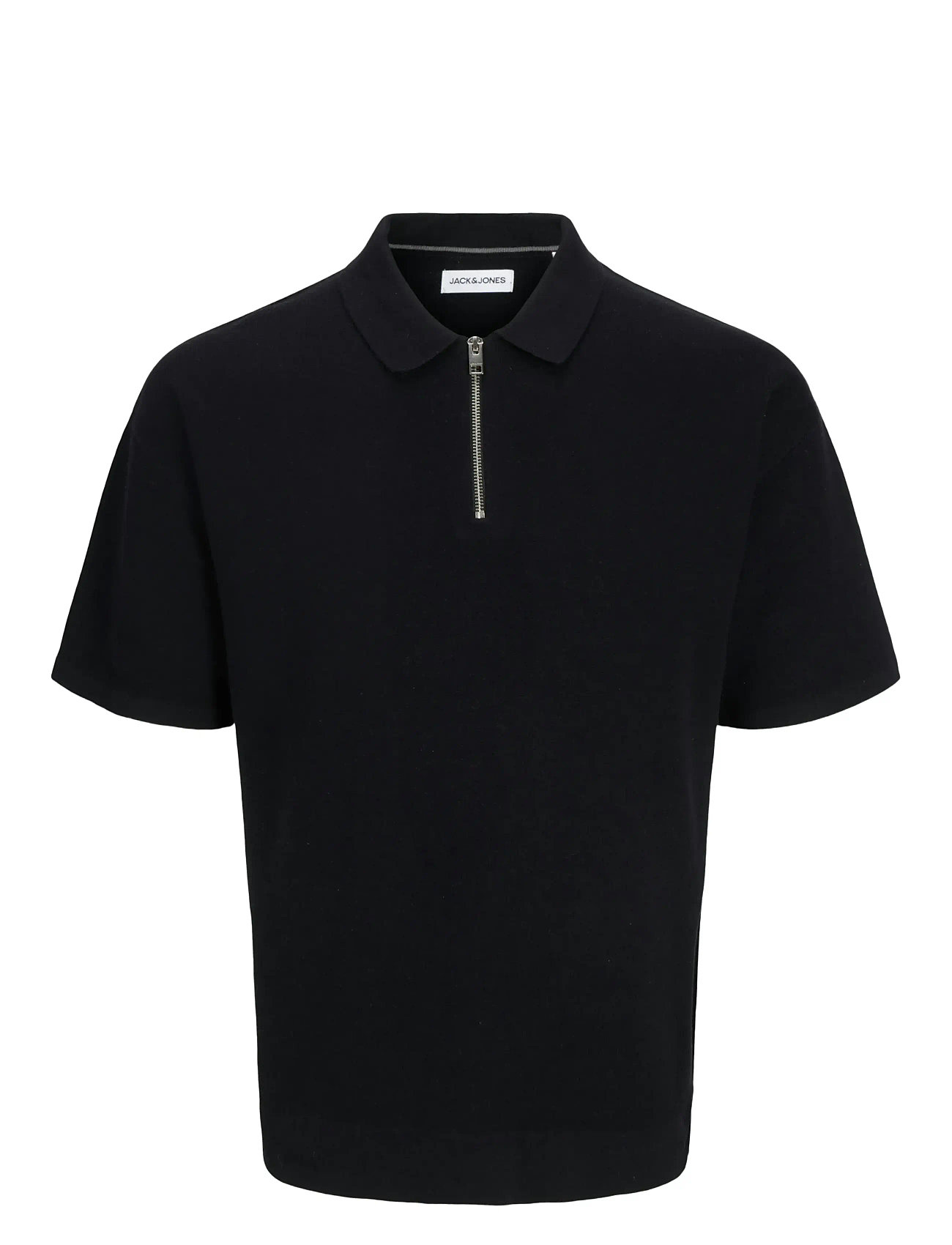 Jack & Jones Jjtroy Knit Zip Polo, L, Black, Strik > Kortærmede Strikkede Poloer, Herre