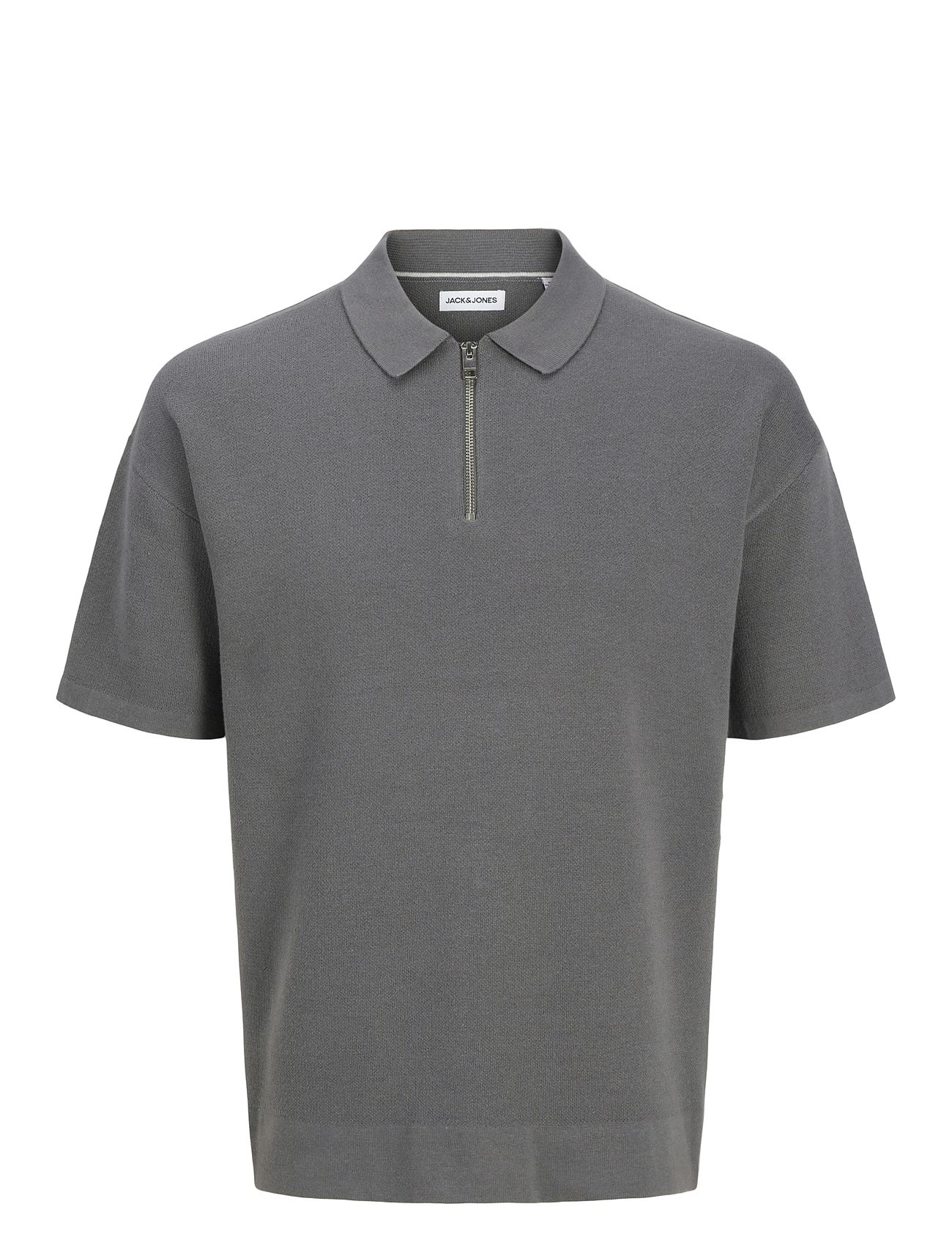 JACK & JONES Jjtroy Knit Zip Polo Grau - S - Herren