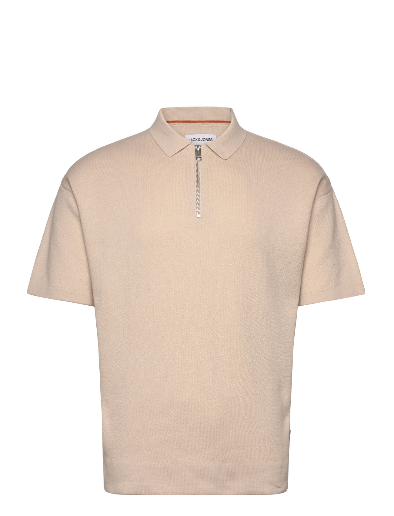 JACK & JONES Jjtroy Knit Zip Polo Cream - XL - Herren