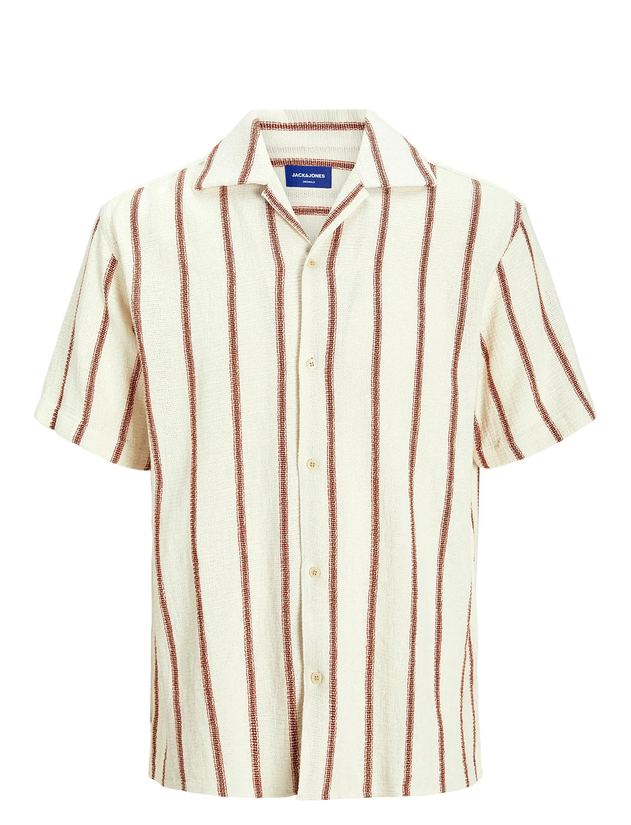 JACK & JONES Jorcoba Stripe Resort Shirt Ss Sn Beige - XL - Herren