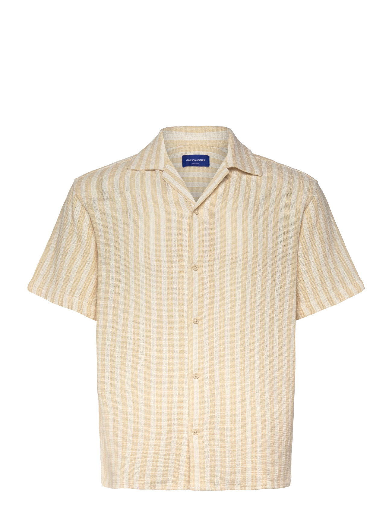 JACK & JONES Jorcoba Stripe Resort Shirt Ss Sn Gelb - S - Herren