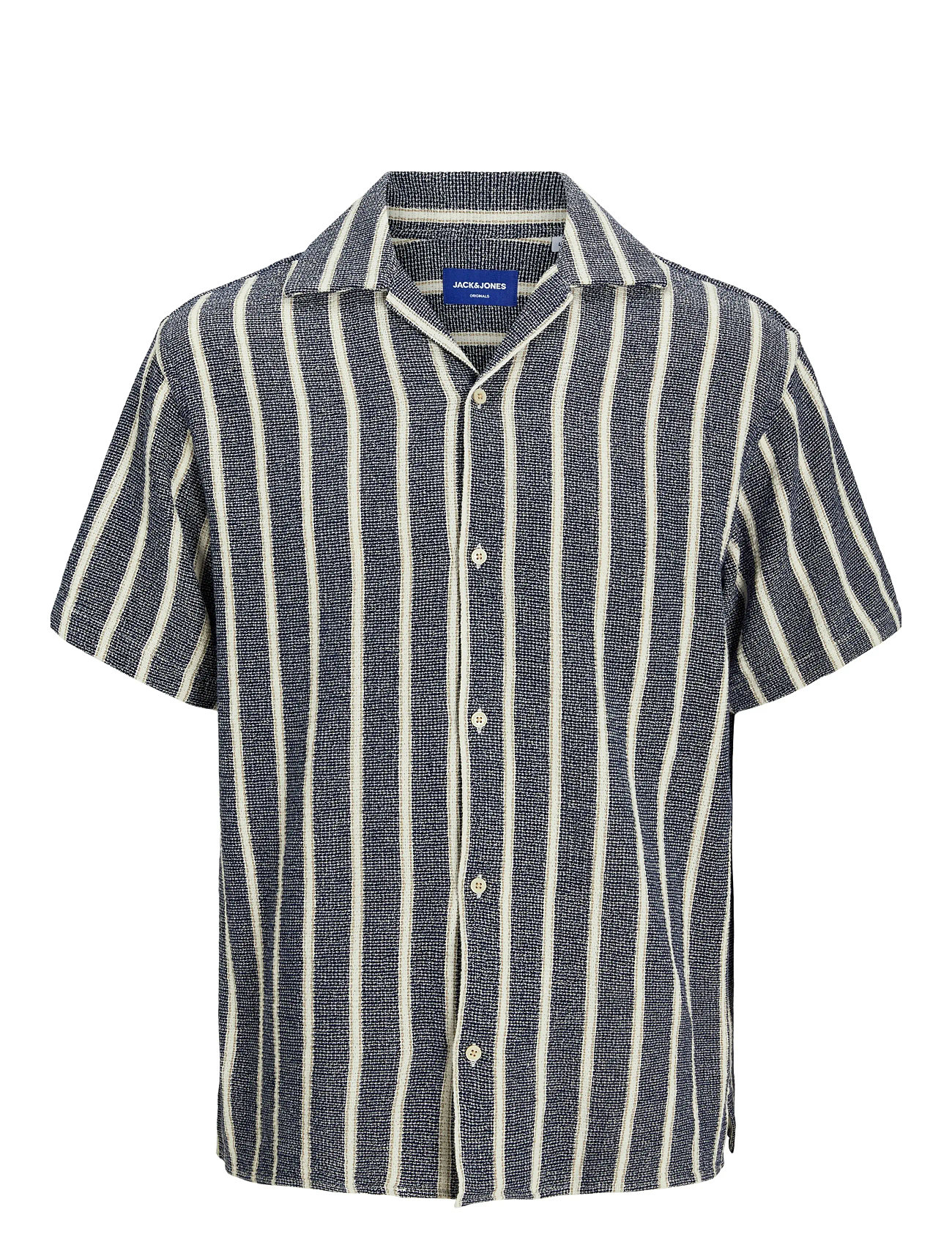 JACK & JONES Jorcoba Stripe Resort Shirt Ss Sn Grau - XXL - Herren