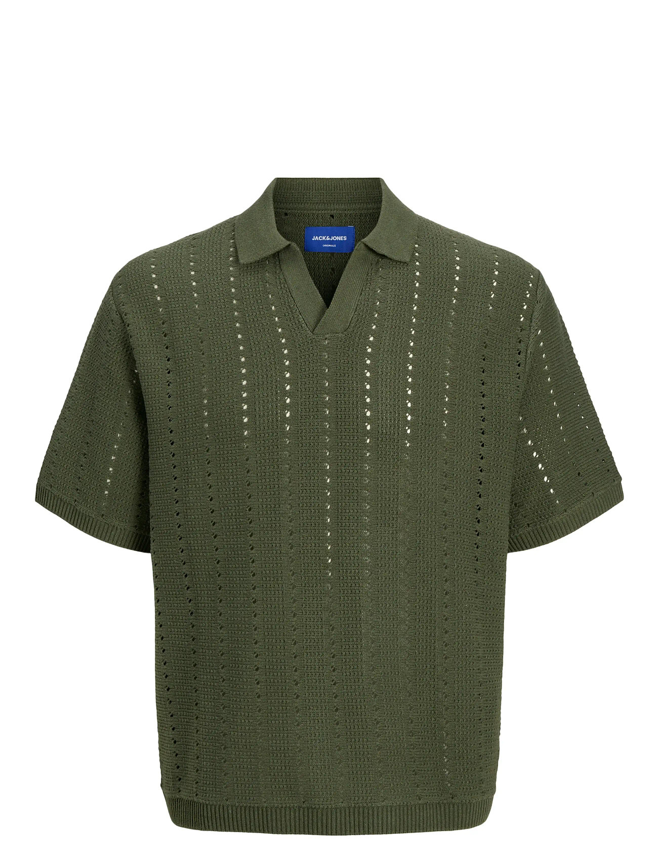JACK & JONES Jorparos Knit Easter Ss Crochet Polo Grün - L - Herren