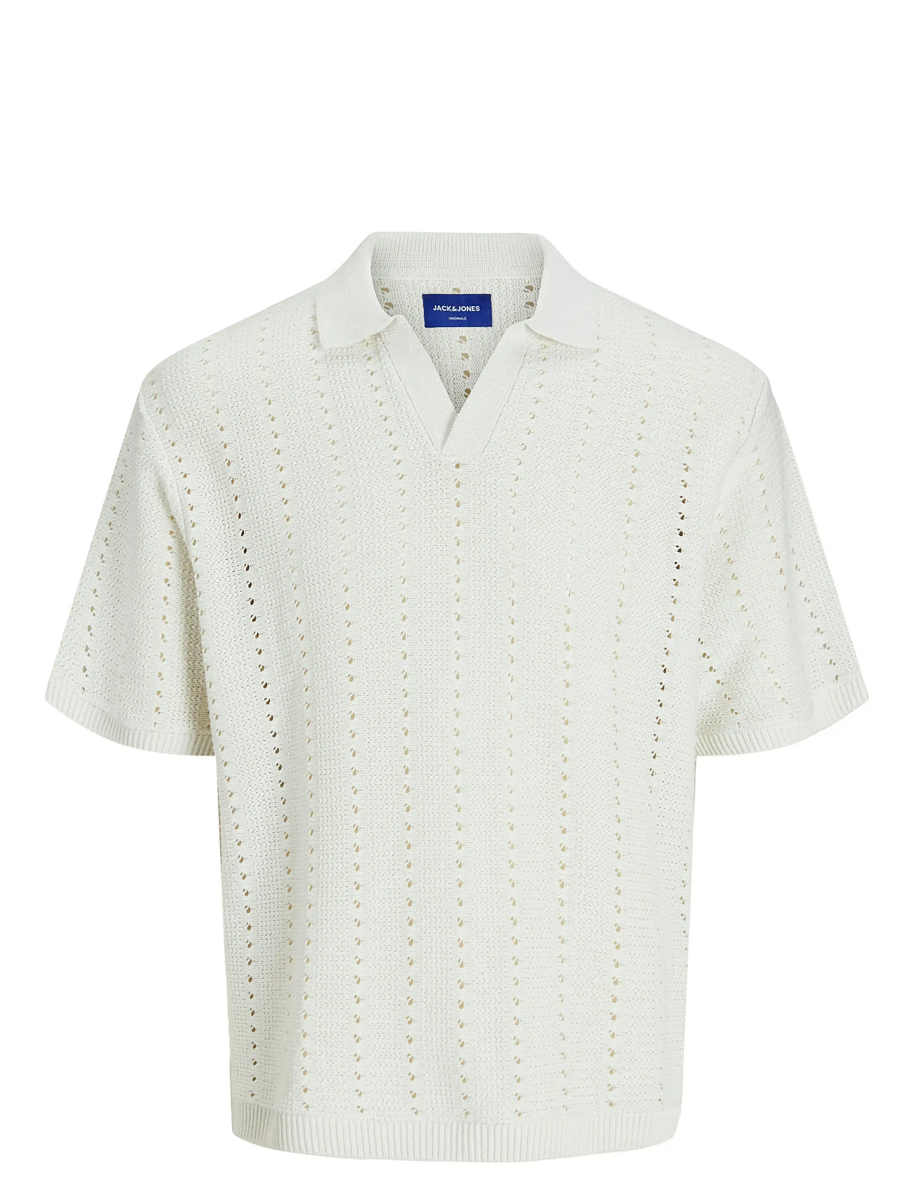 JACK & JONES Jorparos Knit Easter Ss Crochet Polo Cream - M - Herren