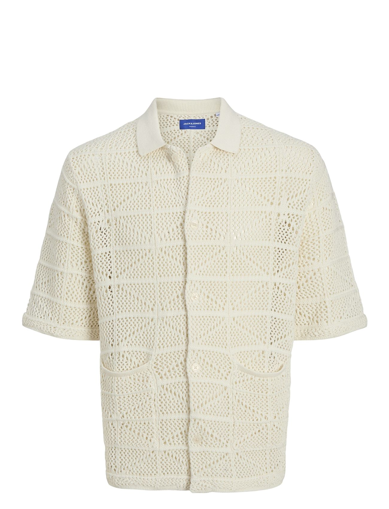 JACK & JONES Jorretiro Crochet Knit Polo Se25 Weiß - L - Herren