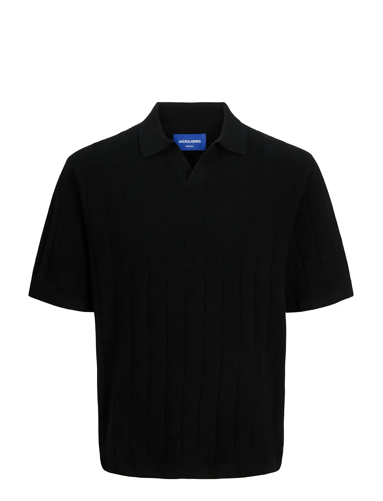 JACK & JONES Jorvarenna Knit Ss Split Neck Schwarz - XL - Herren