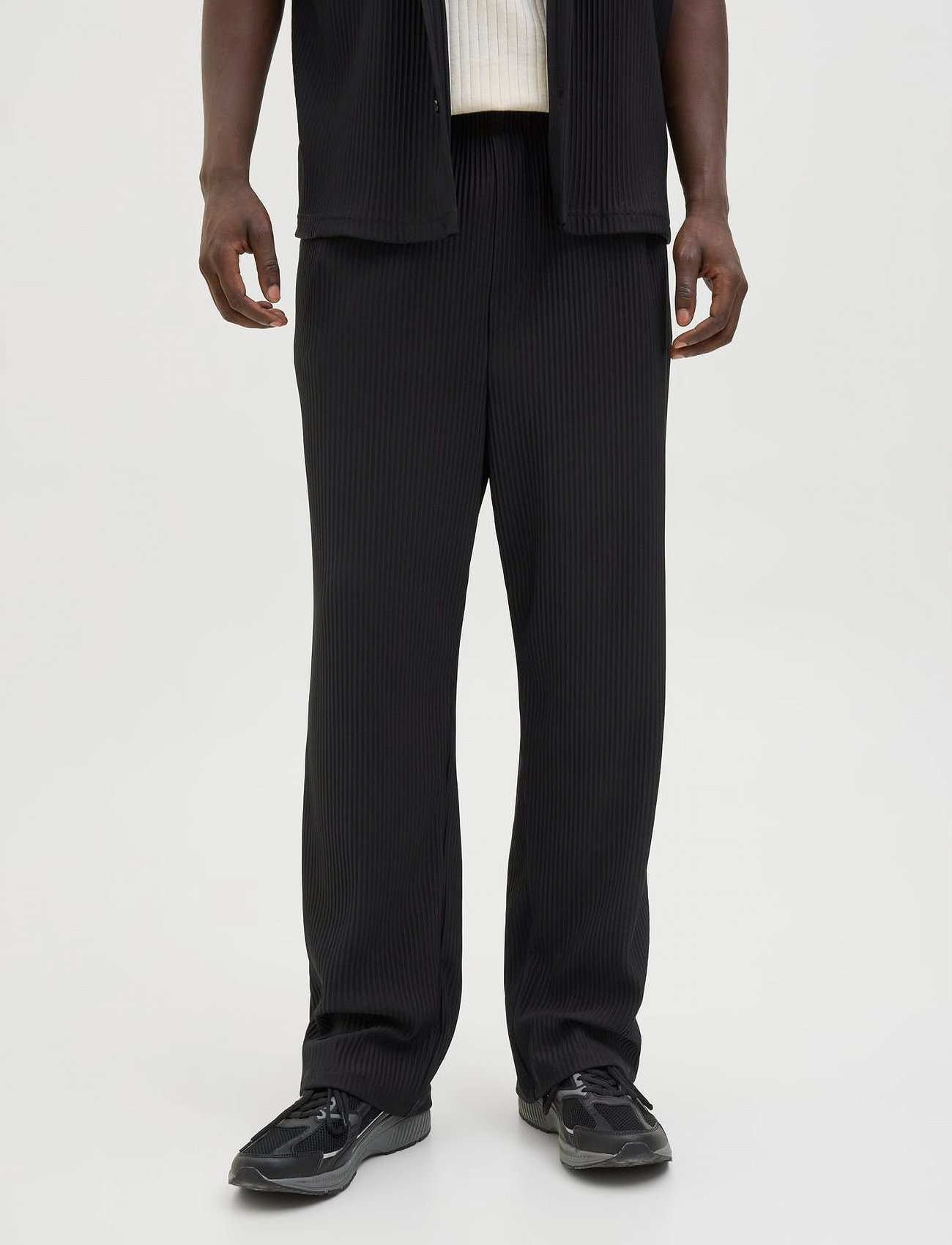 Jack & Jones Jpstkarl Interlude Plisse Sweat Pants, XL, Black, Underdele > Joggingbukser, Herre
