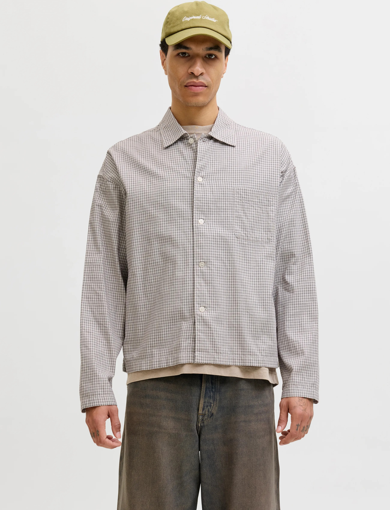 Jack & Jones Joraustin Clean Check Shirt Ls Sn, XXL, White, Shirts > Checkered Shirt, Herre