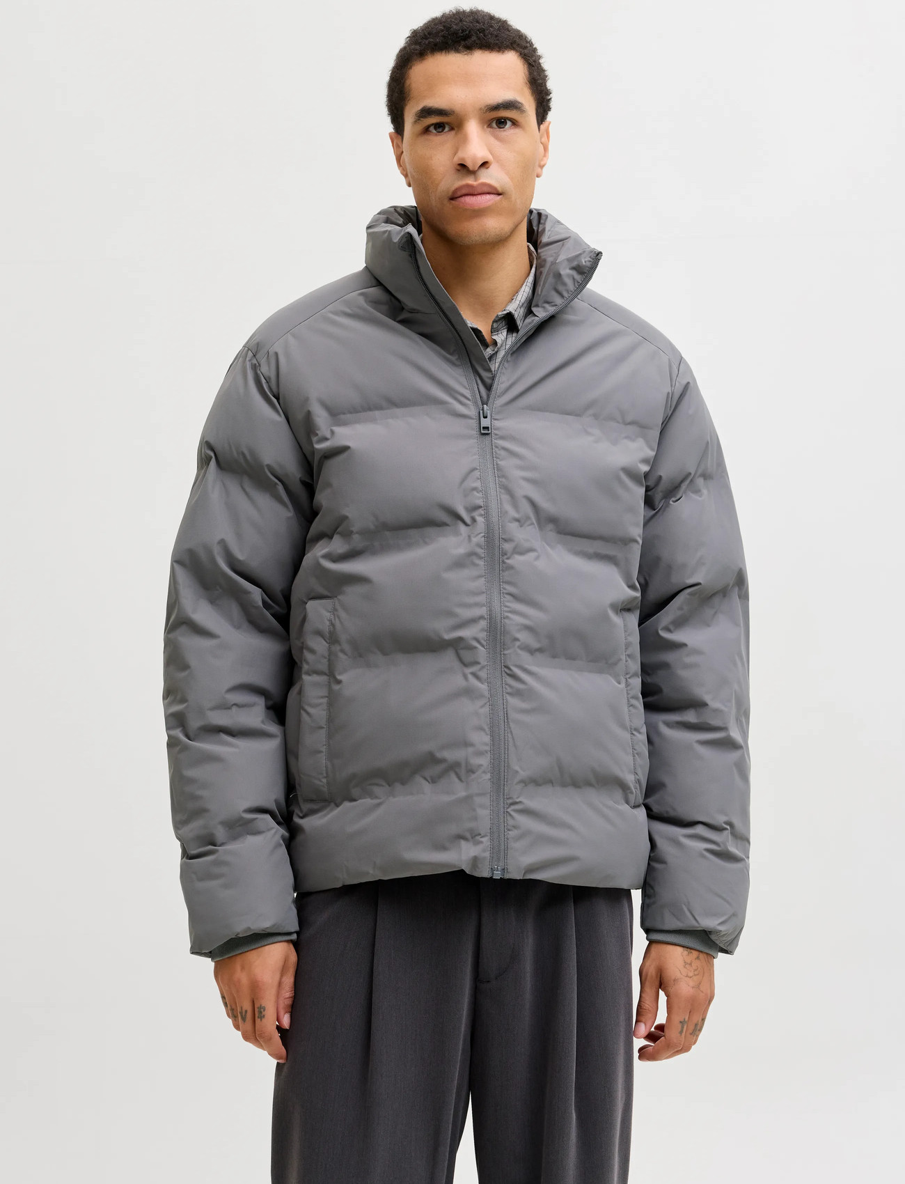 Jack & Jones Jjesoho Puffer Collar Sn, XXL, Grey, Jakker > Vatterede Jakker, Herre
