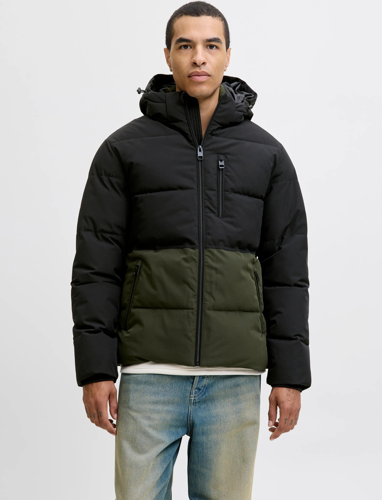 Jack & Jones Jjeowen Puffer Sn, S, Khaki green, Jakker > Vatterede Jakker, Herre
