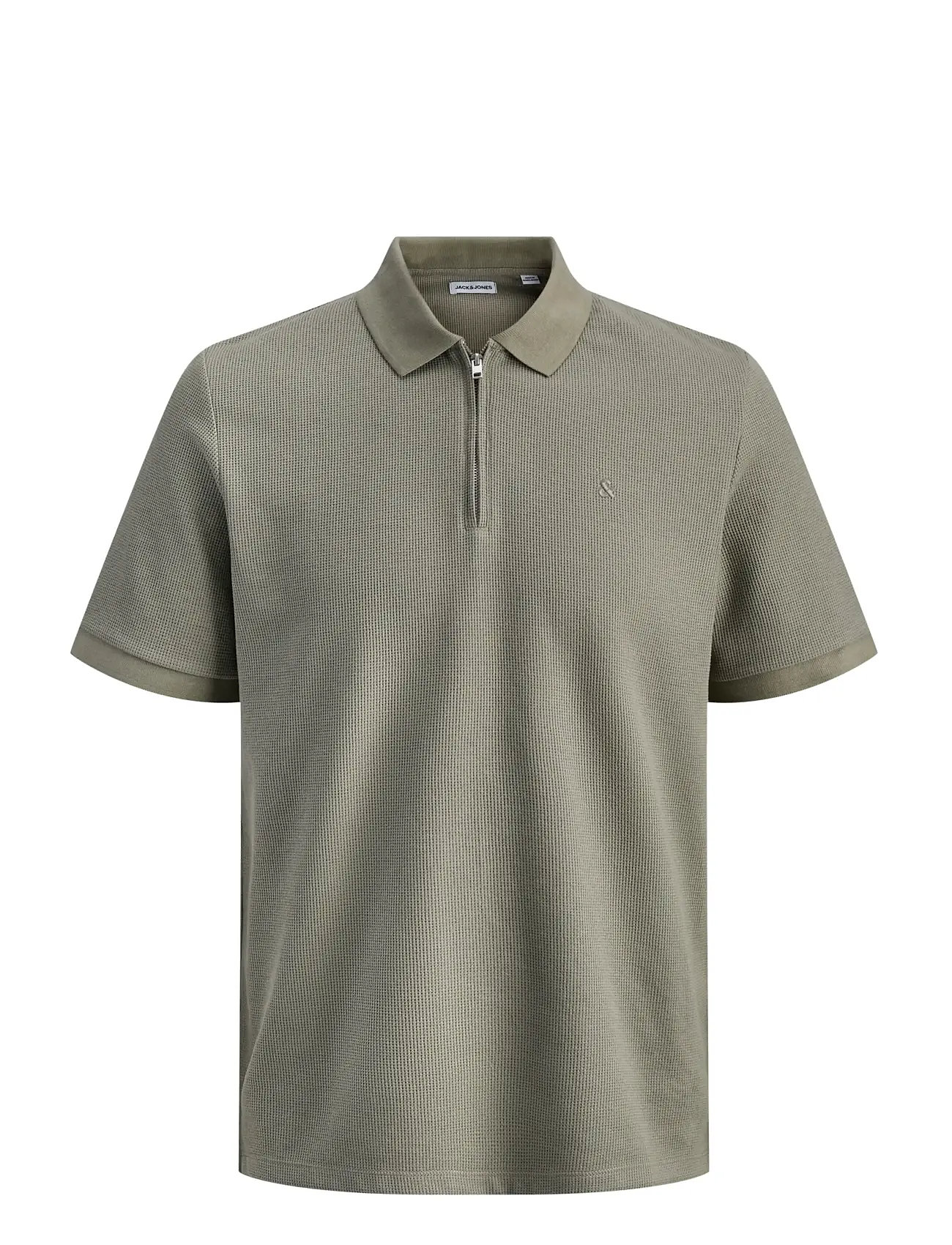 JACK & JONES Jjeaustin Zip Polo Ss Noos Khaki - XXL - Herren