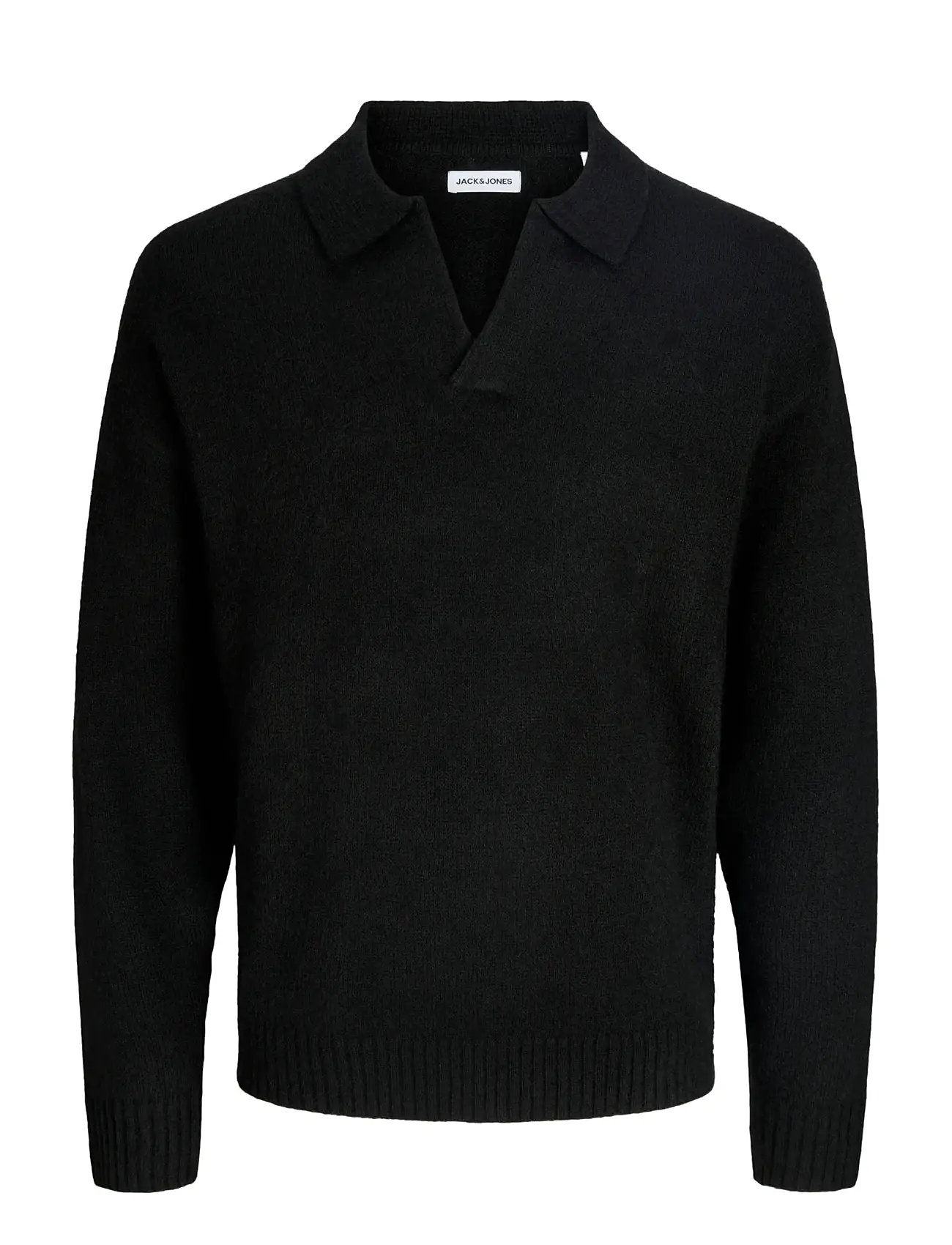 JACK & JONES Jjsoho Ollie Knit Split Neck Ln Schwarz - L - Herren