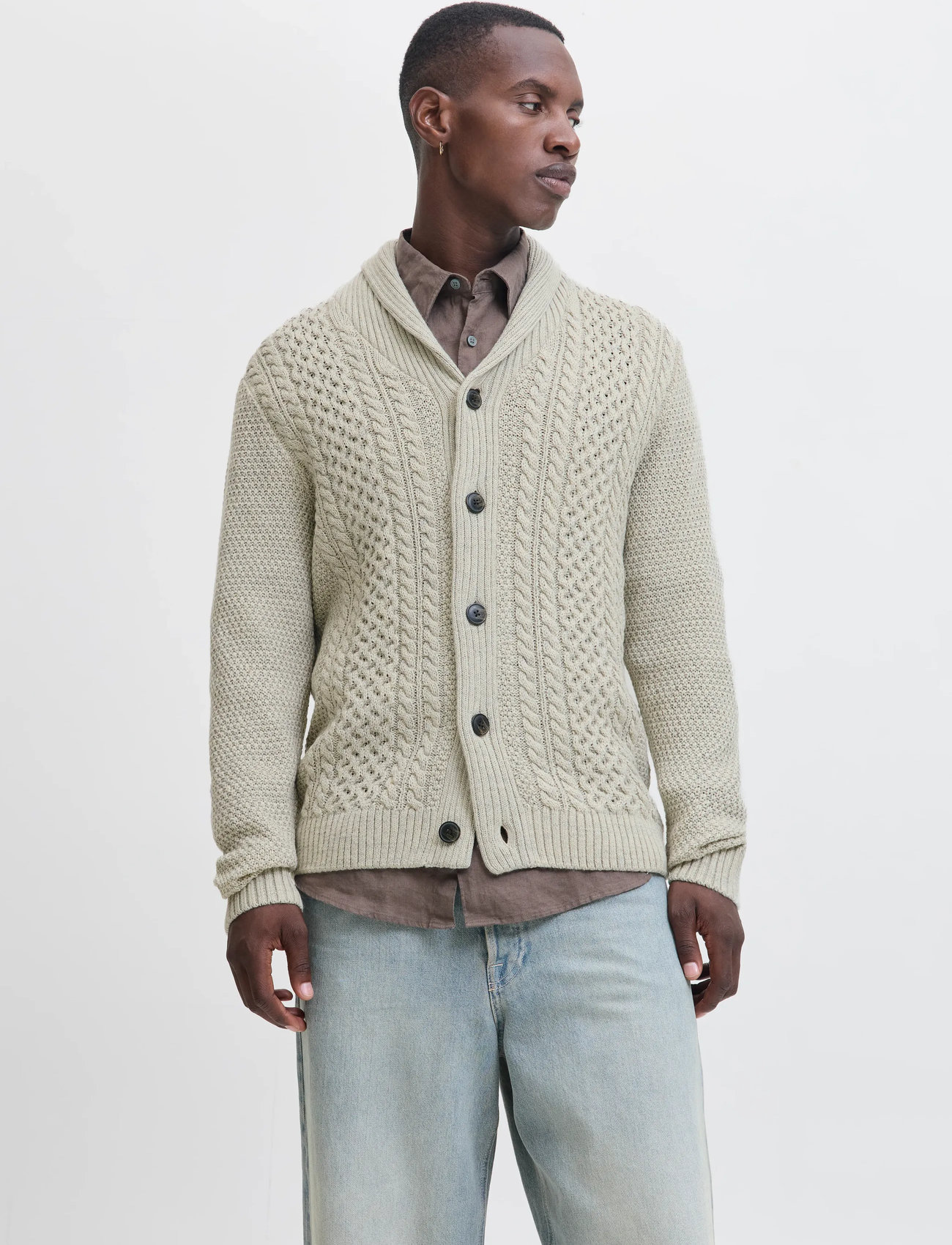 Jack & Jones Jjpaul Knit Shawl Cardigan, L, Cream, Strik > Cardigans, Herre