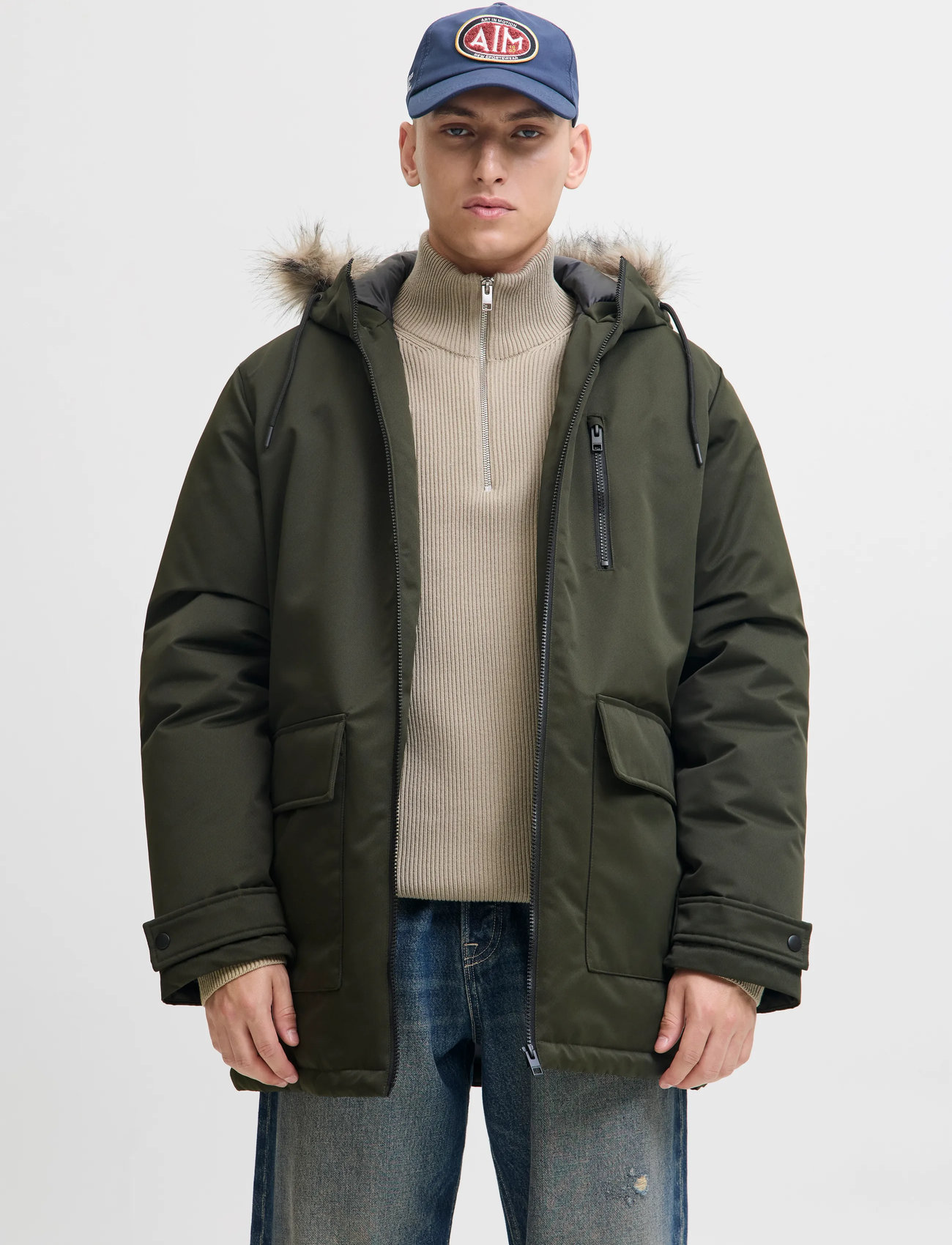 Jack & Jones Jjcharlie Detachable Faux Fur Parka, M, Green, Jakker > Parkaer, Herre