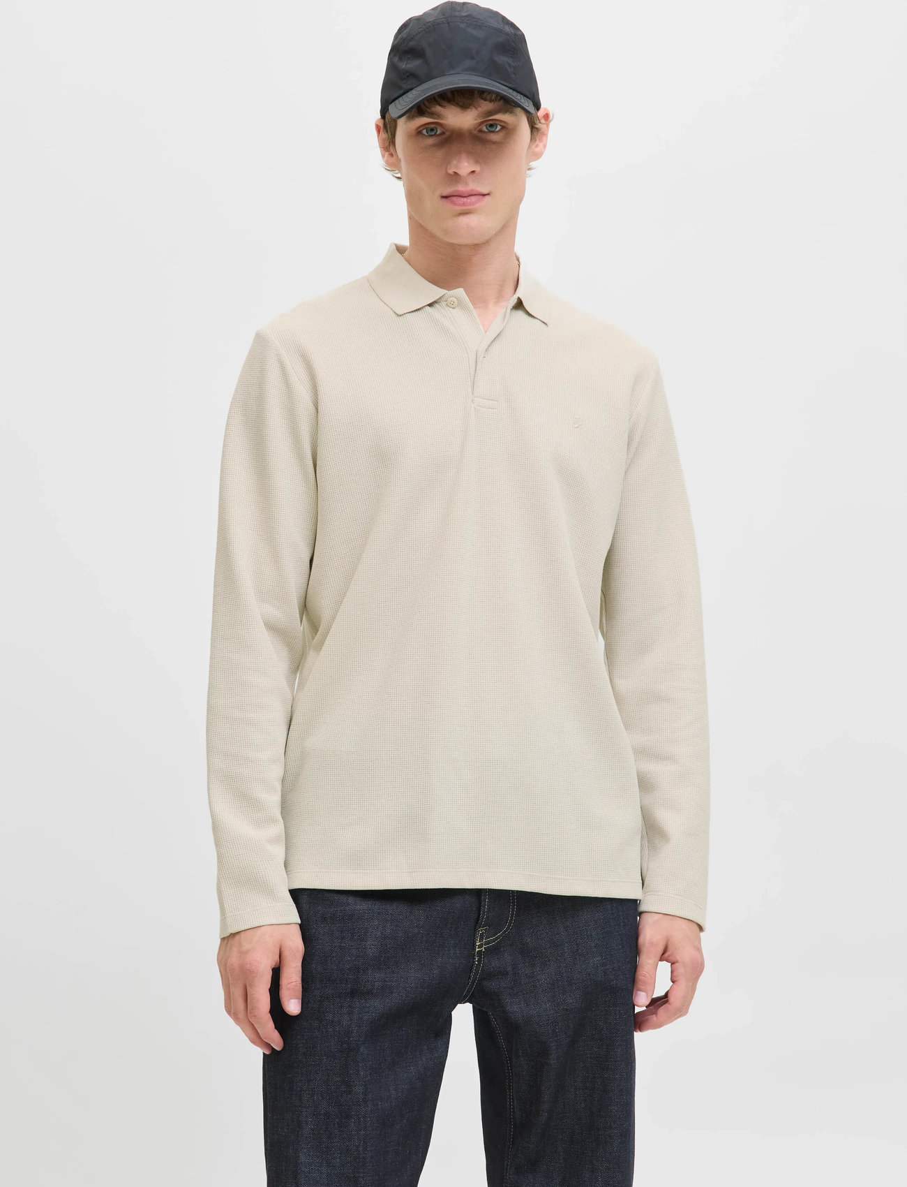 Jack & Jones Jjeaustin Polo Ls Noos, XL, Cream, Poloer > Langærmede, Herre