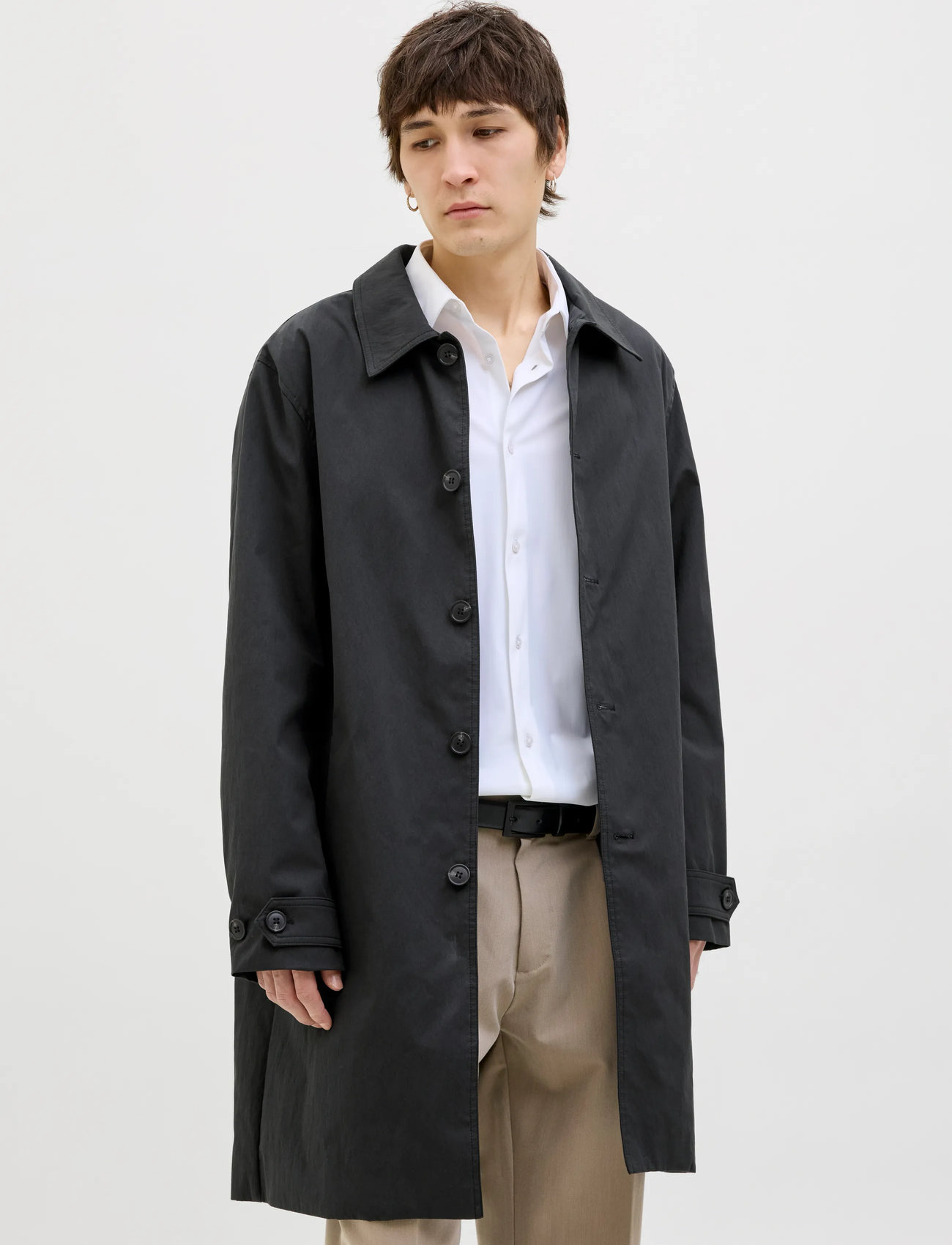 Jack & Jones Jprccmiles Mac Coat Sn, M, Black, Frakker > Trenchcoats, Herre