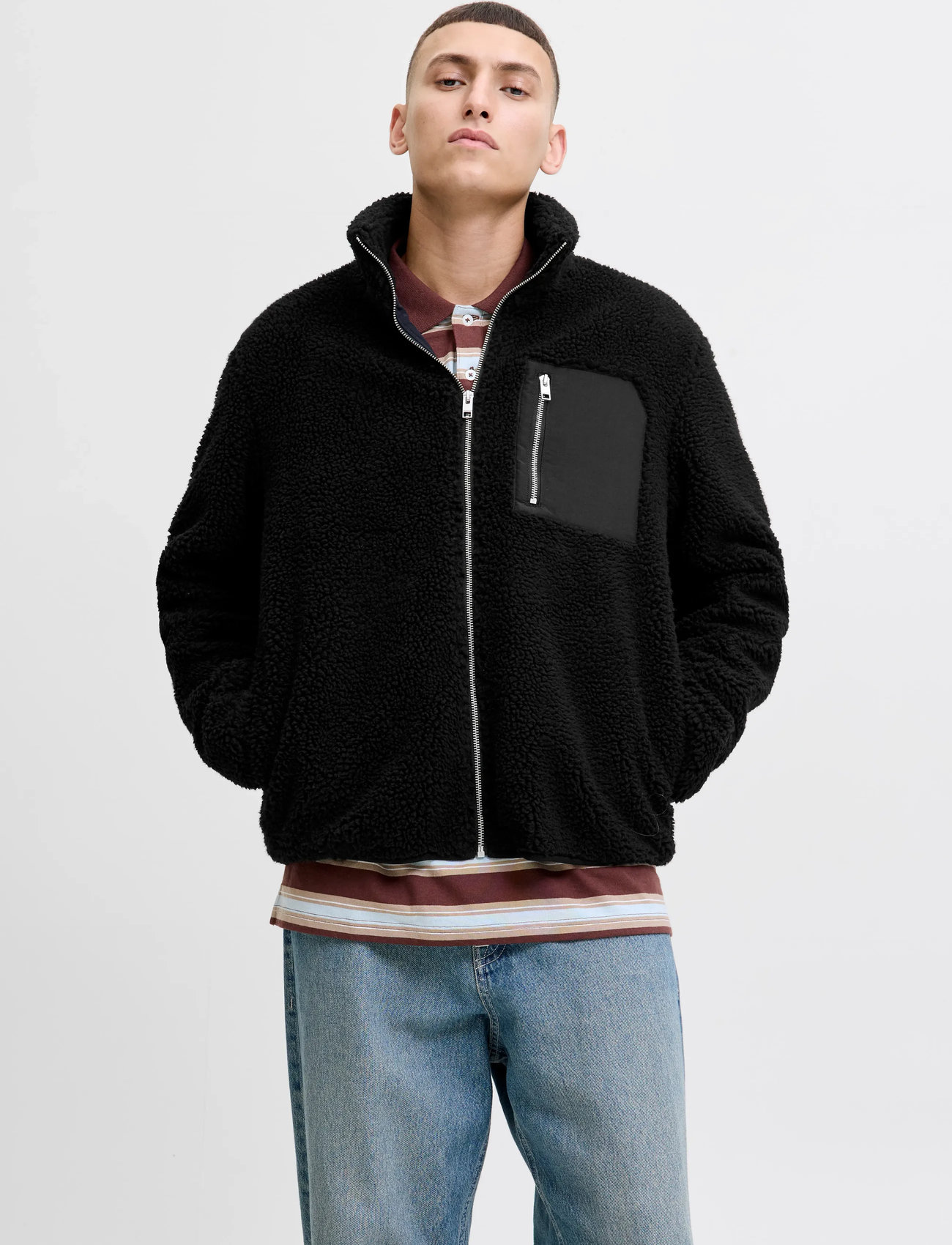 Jack & Jones Jjbradley Teddy Jacket, XL, Black, Sweatshirts & Hoodies > Fleeces, Herre