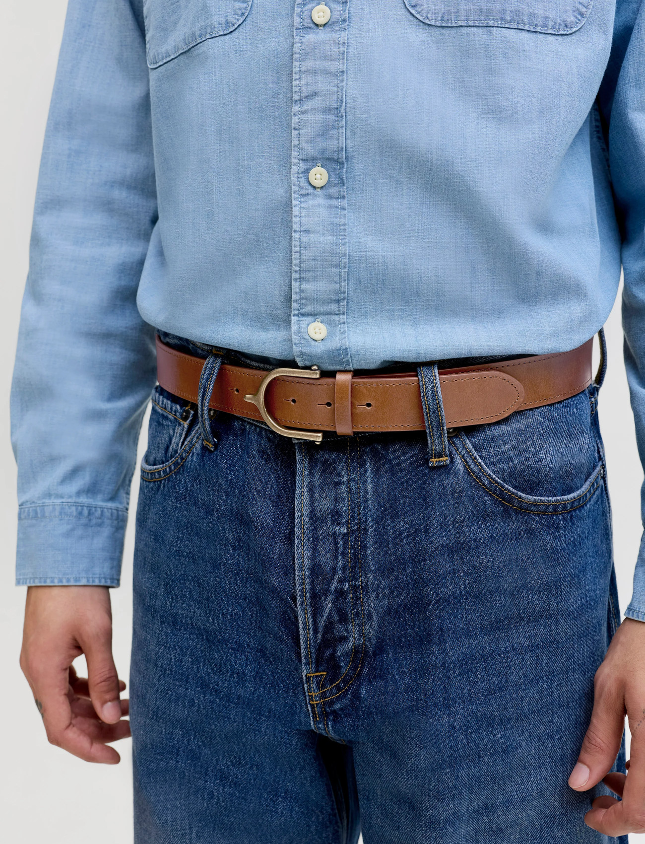 Jack & Jones Jacenzo Leather Belt, 95, Brown, Bælter > Klassiske Bælter, Herre