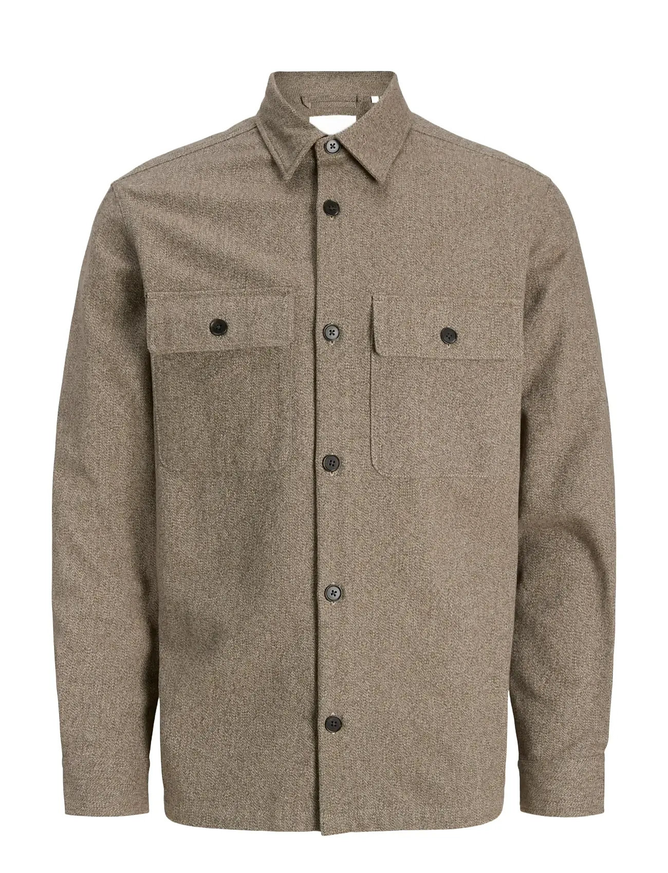 JACK & JONES Jprrayle Melange Solid L/S Overshirt Sn Beige - M - Herren
