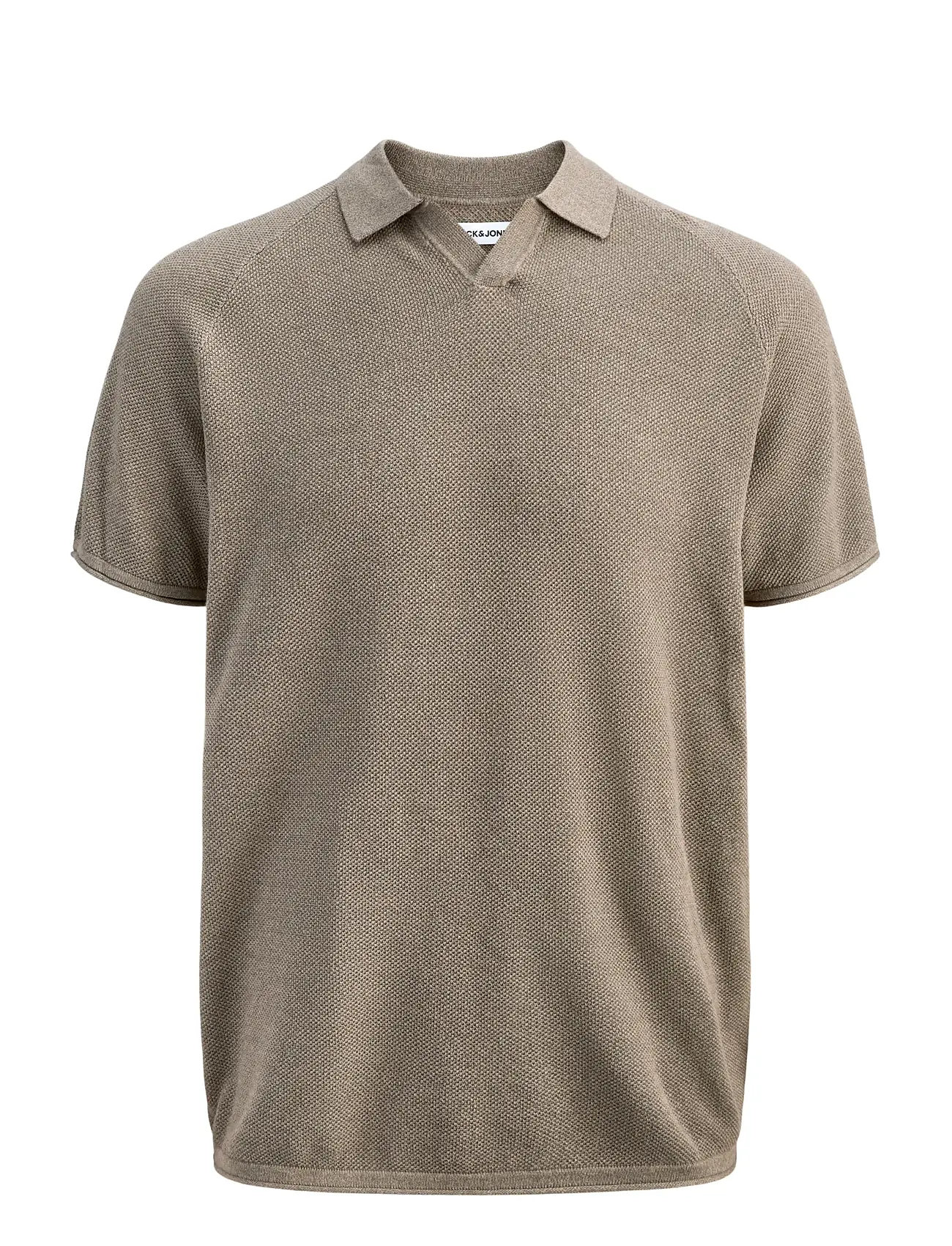 JACK & JONES Jjhill Knit Split Neck Ss26 Khaki - L - Herren