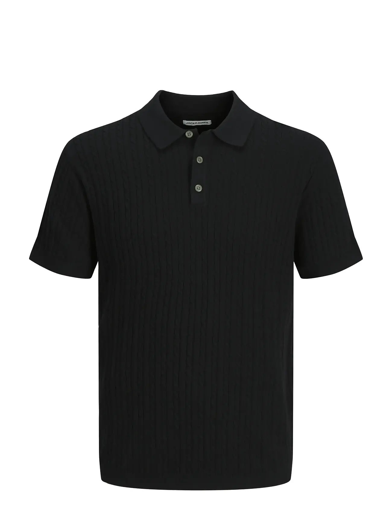 JACK & JONES Jjeemil Knit Cable Polo Ss Ln Schwarz - M - Herren
