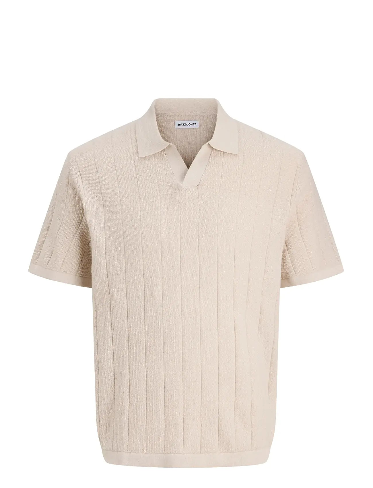 JACK & JONES Jjebradley Knit Split Neck Ss Sn Cream - XL - Herren