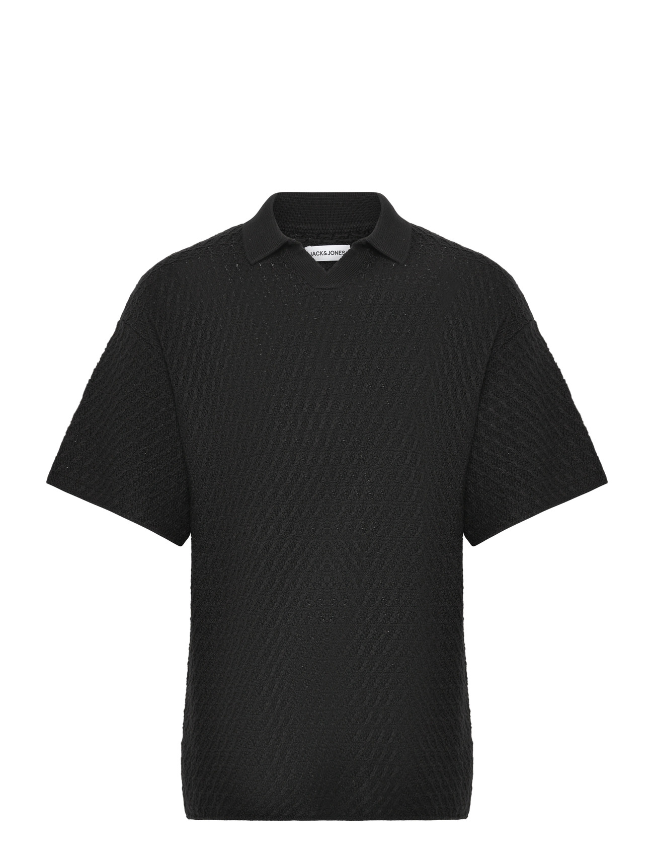 JACK & JONES Jjhudson Knit Split Neck Schwarz - M - Herren