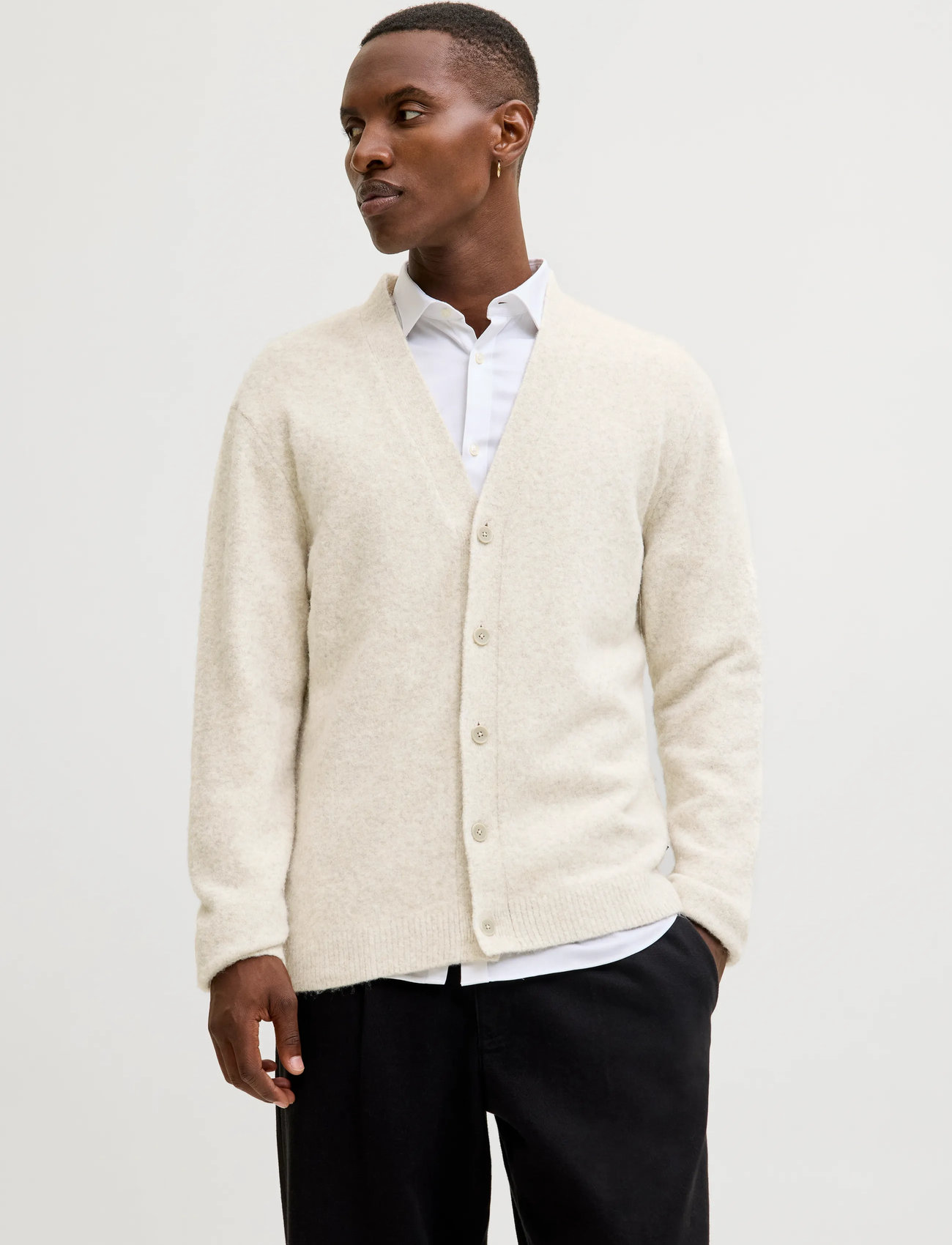 Jack & Jones Jprblasimon Souffle Knit Cardigan, S, Cream, Strik > Cardigans, Herre