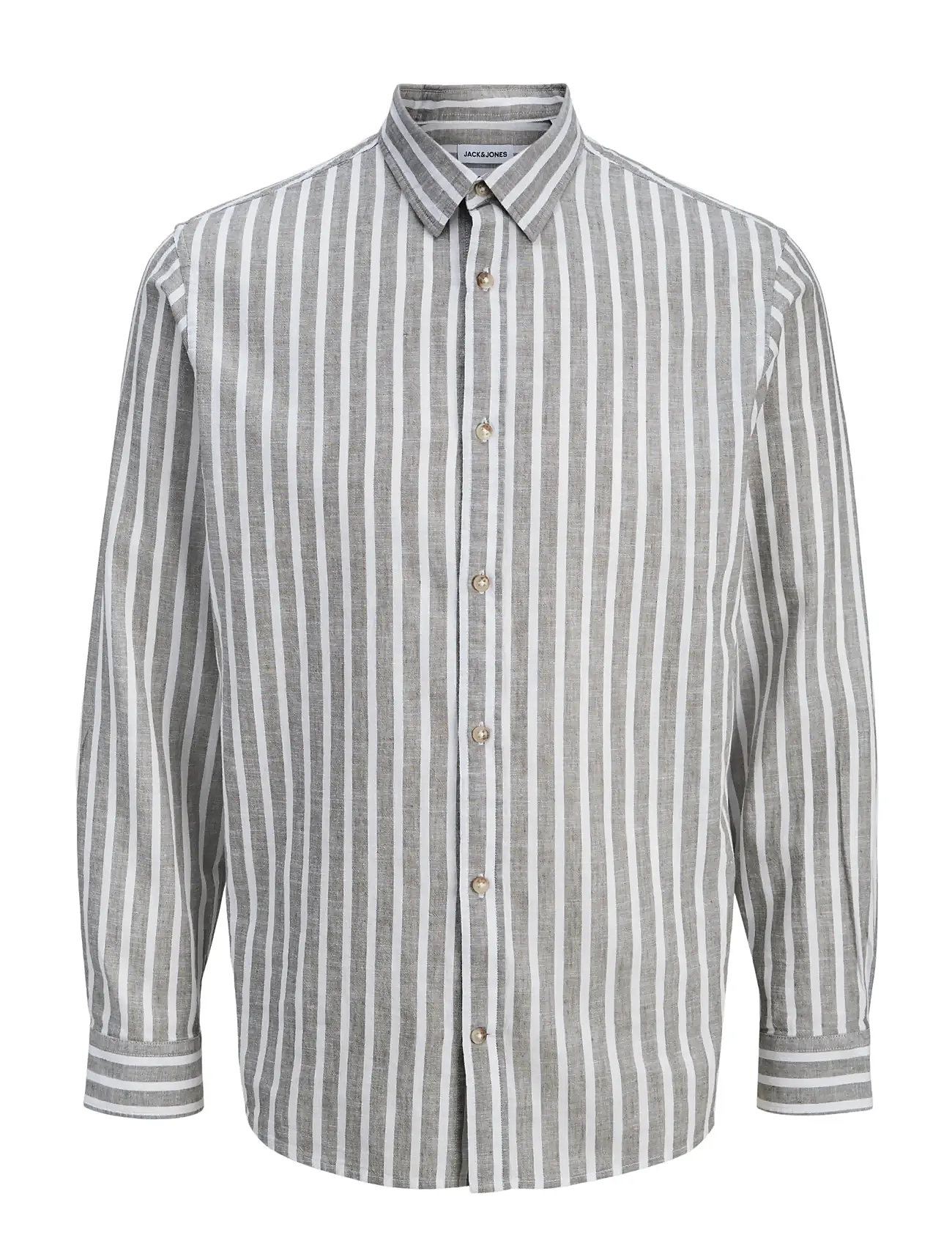 JACK & JONES Jjesummer Linen Blend Shirt L/S Sn Grau - S - Herren