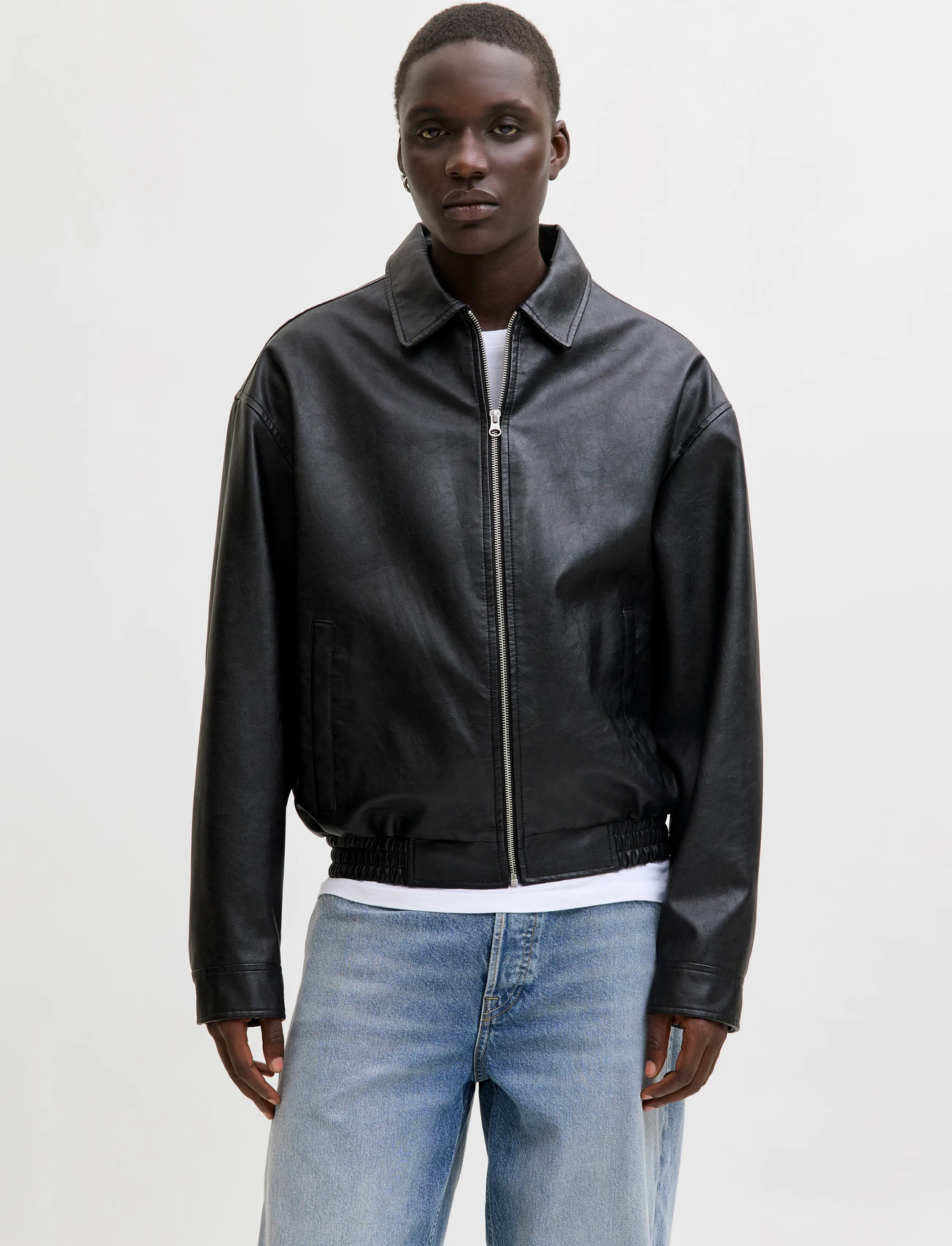 Jack & Jones Jjleon Pu Bomber, XL, Black, Jakker > Bomberjakker, Herre
