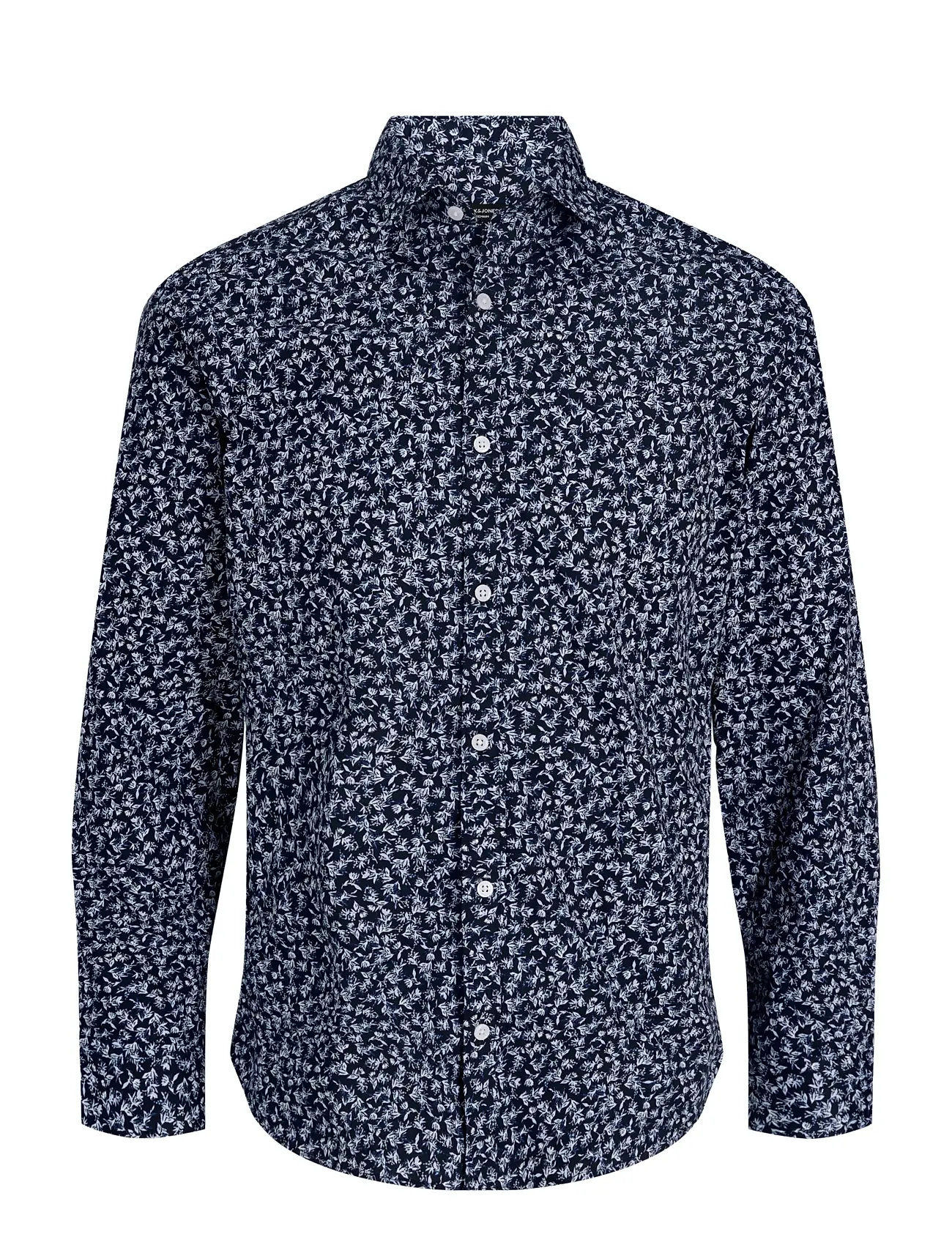 JACK & JONES Jprblablackpool Print Ls Shirt Navy - XXL - Herren