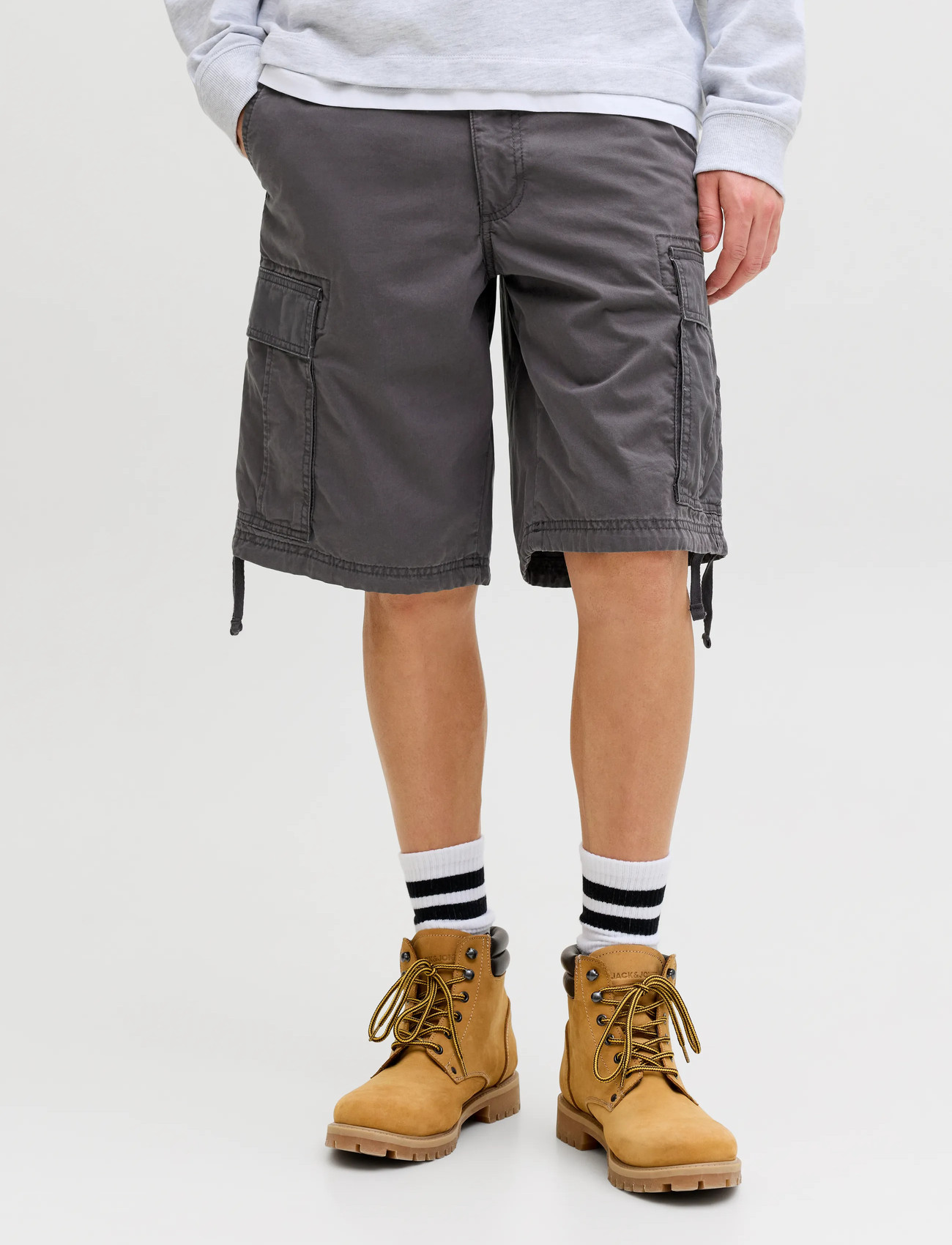 Jack & Jones Jpstcole Frank Cargo Shorts Mid Sn, XXL, Grey, Shorts > Cargo Shorts, Herre