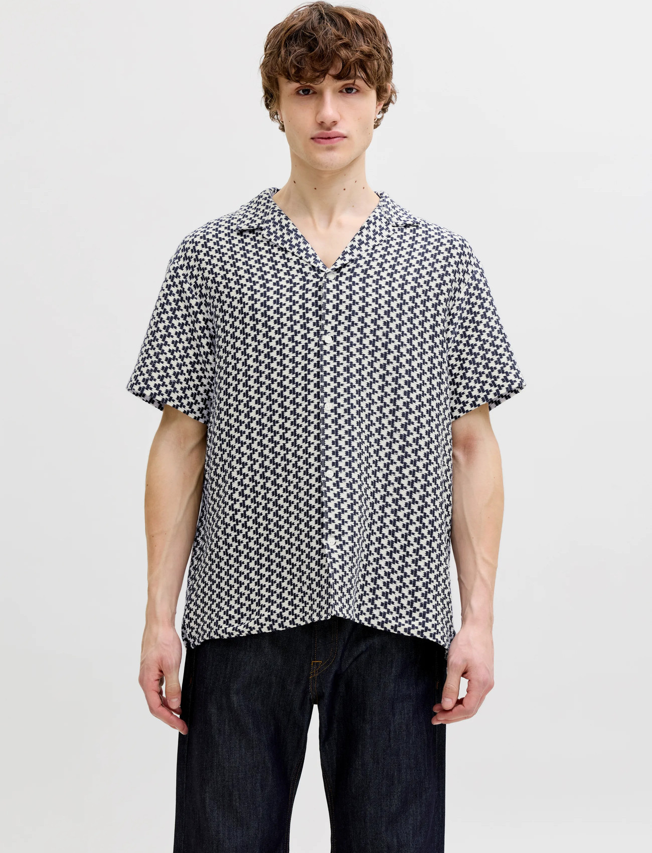 Jack & Jones Jormontauk Crochet Shirt Ss Sa26 Ln, XL, Multi/patterned, Skjorter > Afslappet Shirts, Herre