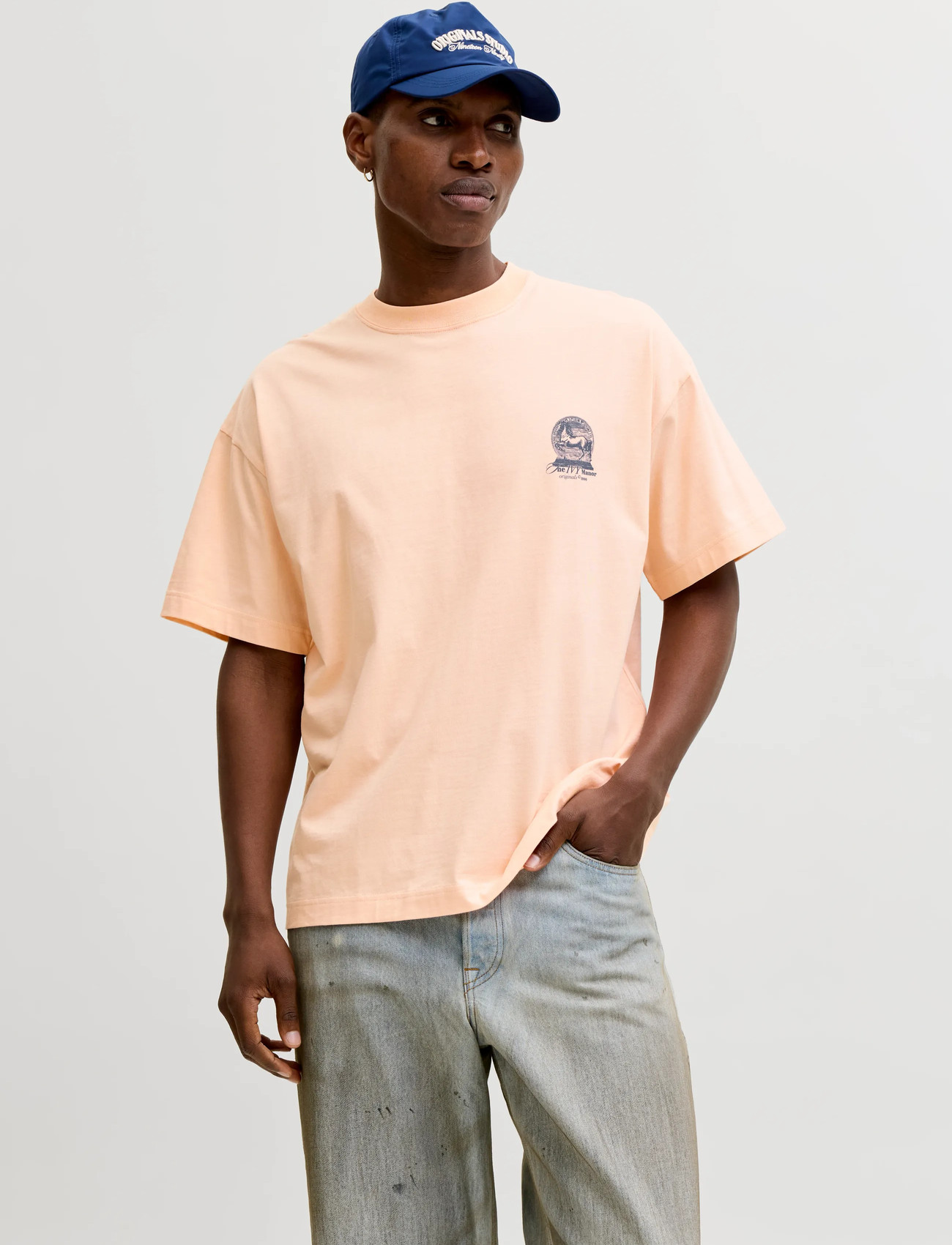 Jack & Jones Jormaine Back Tee Ss Crew Neck Sn, L, Orange, T-Shirts > Kortærmede, Herre