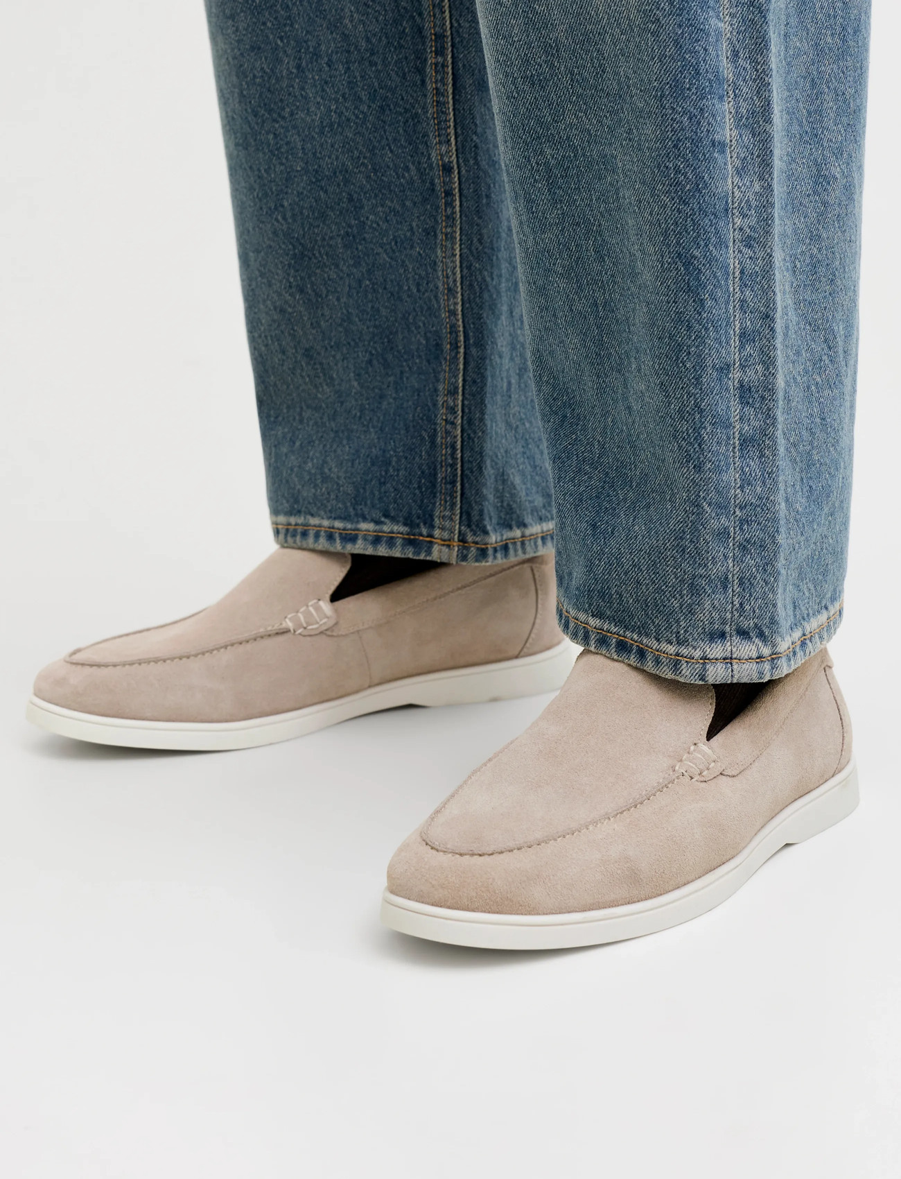 Jack & Jones Jfwslim Suede Loafer, 45, White, Sko > Hyttesko, Herre