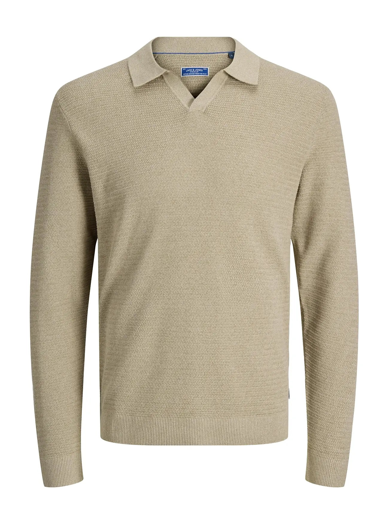 JACK & JONES Jprbluriley Knit Split Neck Ls Sn Beige - S - Herren