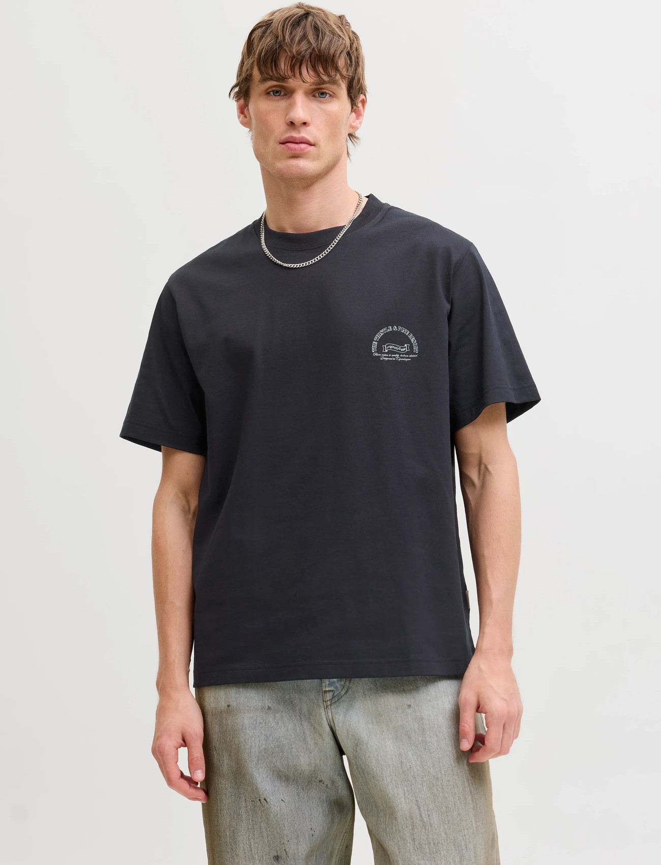 Jack & Jones Jormontauk Photo Back Tee Ss Cn, M, Black, T-Shirts > Kortærmede, Herre