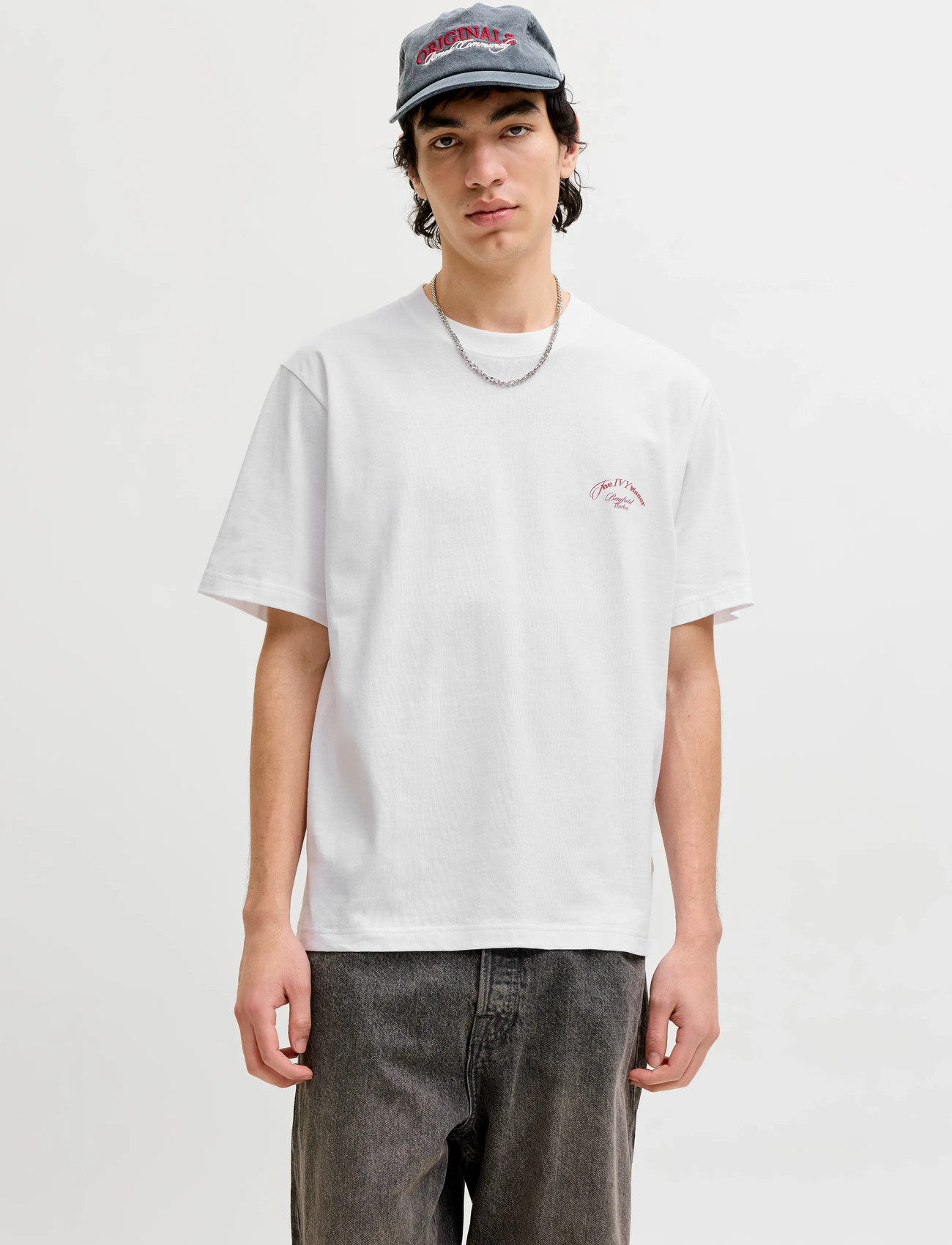 Jack & Jones Jormontauk Photo Back Tee Ss Cn, XS, White, T-Shirts > Kortærmede, Herre