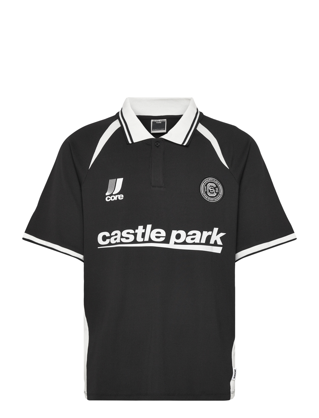 Jack & Jones Jcoclub Ribbed Football Polo Ss, XL, Black, Sport Polos > Sport Short-sleeved Polos, Herre