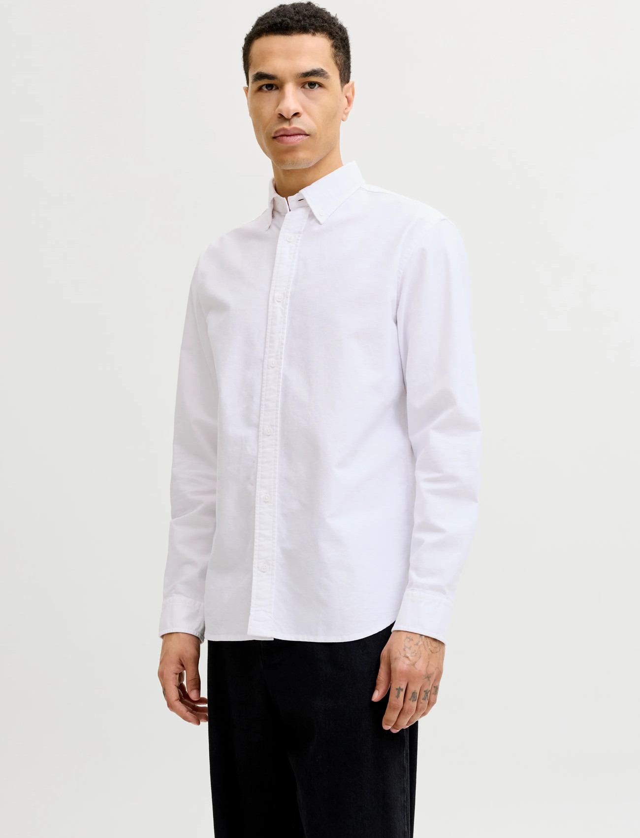 Jack & Jones Jjeharvey Oxford L/S Shirt Noos, L, White, Skjorter > Afslappet Shirts, Herre
