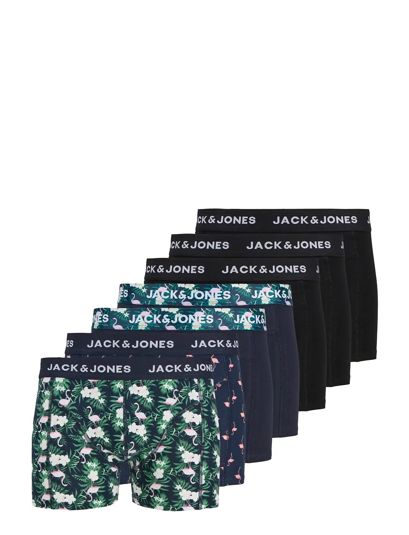 JACK & JONES Jacflamingo Flower Trunks 7 Pack Schwarz - L - Herren