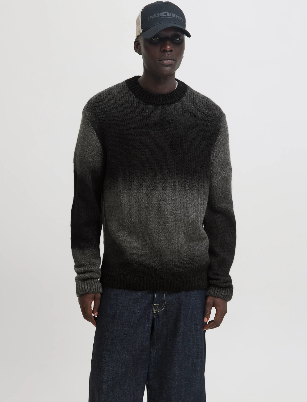 Jack & Jones Jcofade Space Dye Crew Neck Styd Aw25, XXL, Black, Strik > Runde Halse, Herre