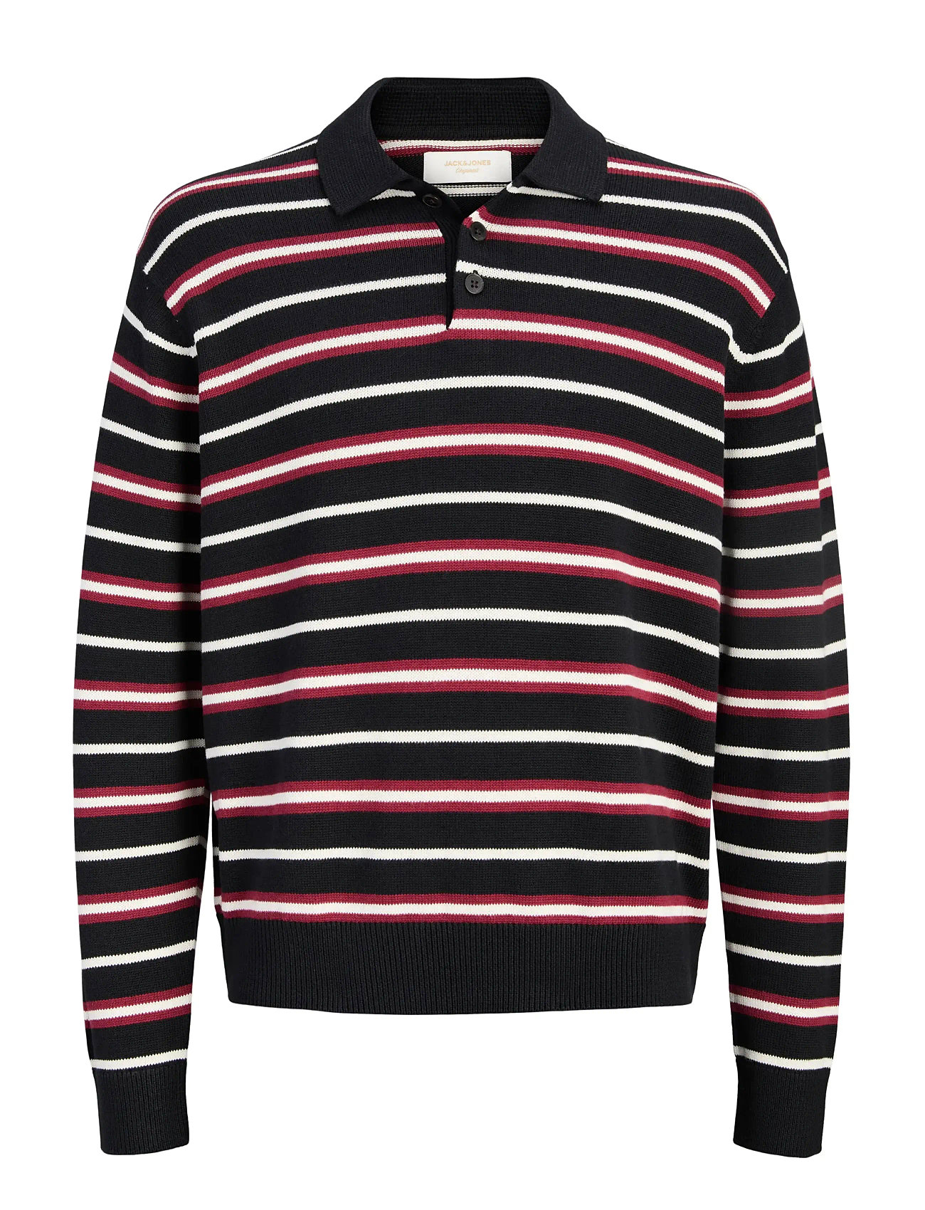 JACK & JONES Jorargos Knit Stripe Polo Styd Aw25 Patterned - L - Herren